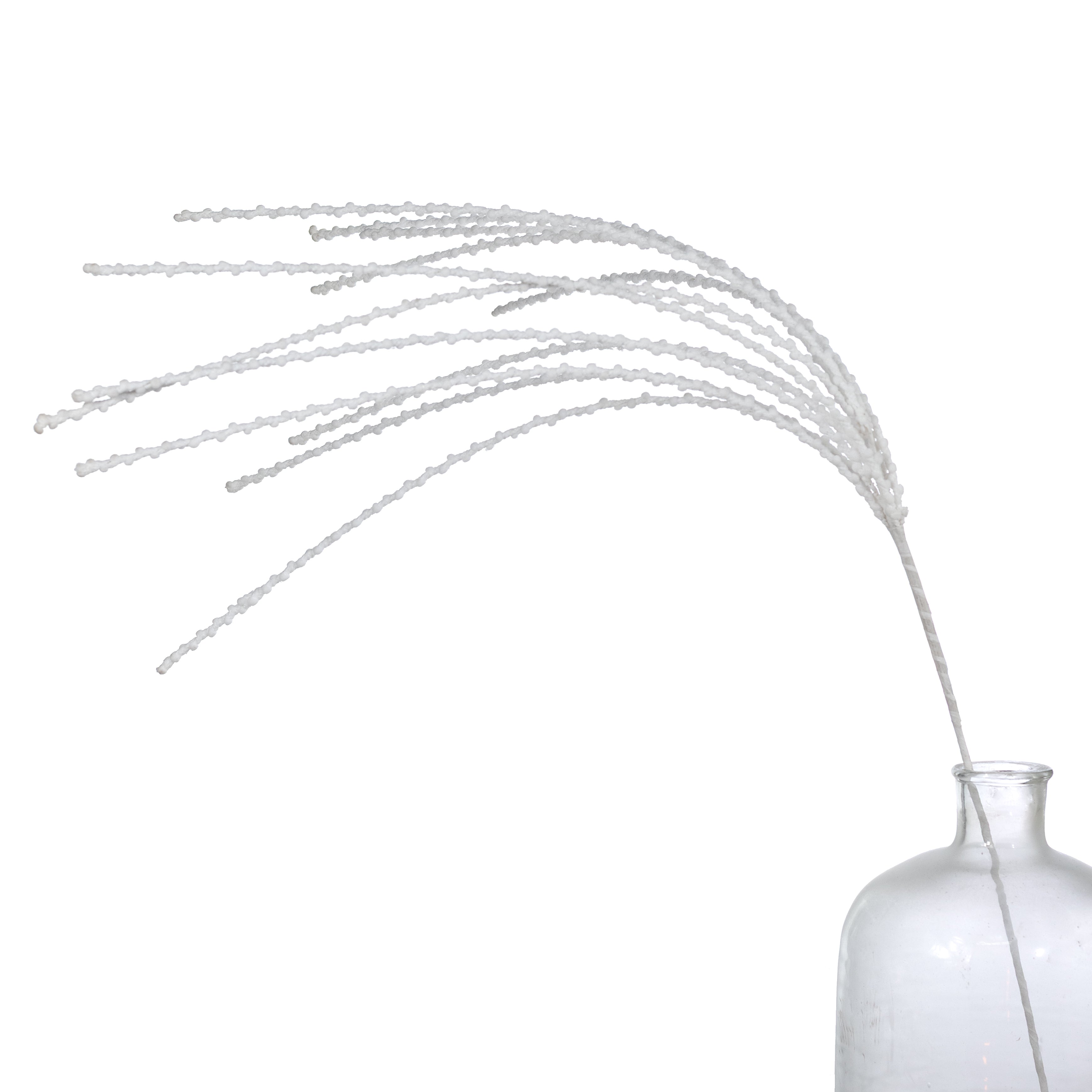 35" Glittered Puff Chenille Dangling Spray: White