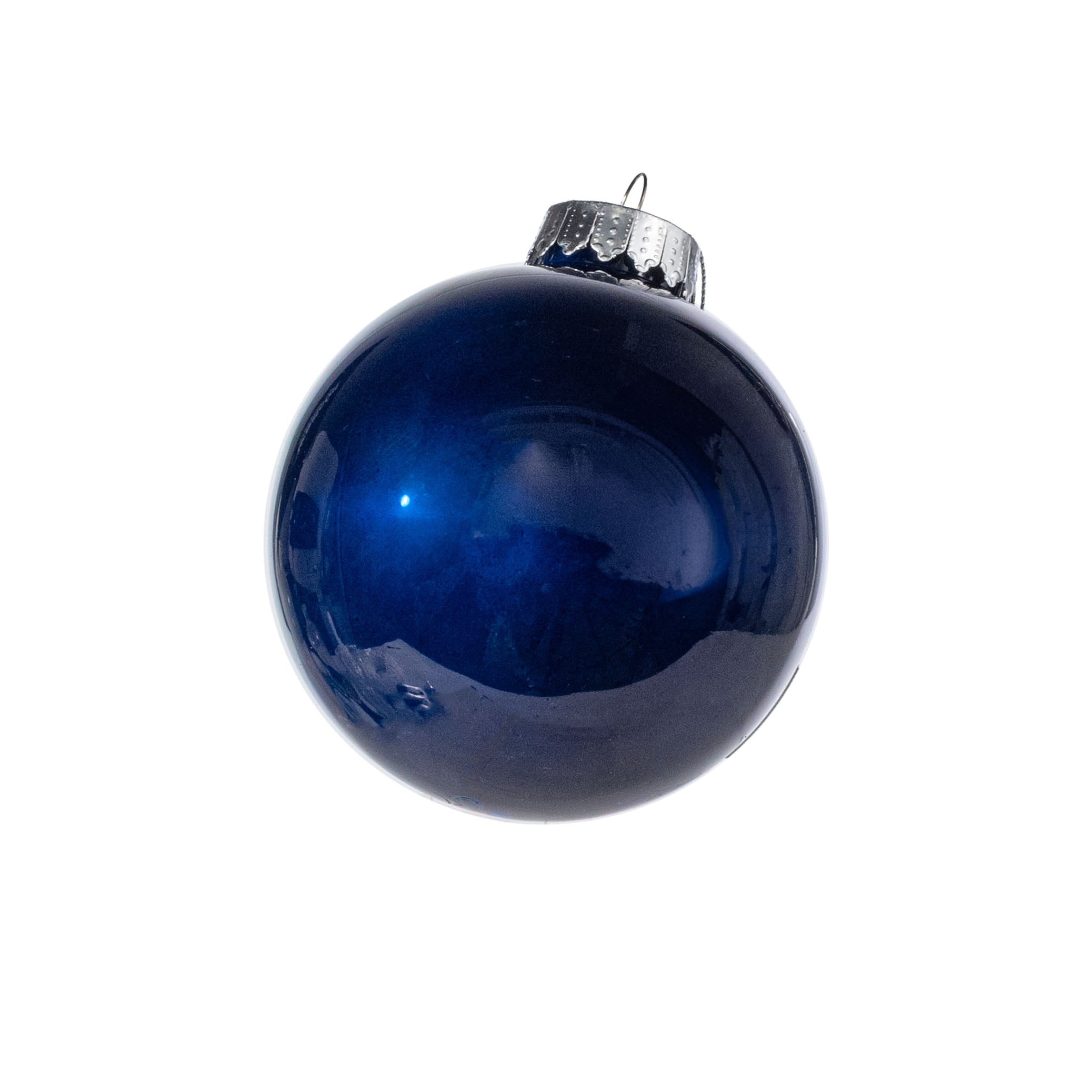 100mm Lacquered Glass-Look Shatterproof Ornament: Navy Blue