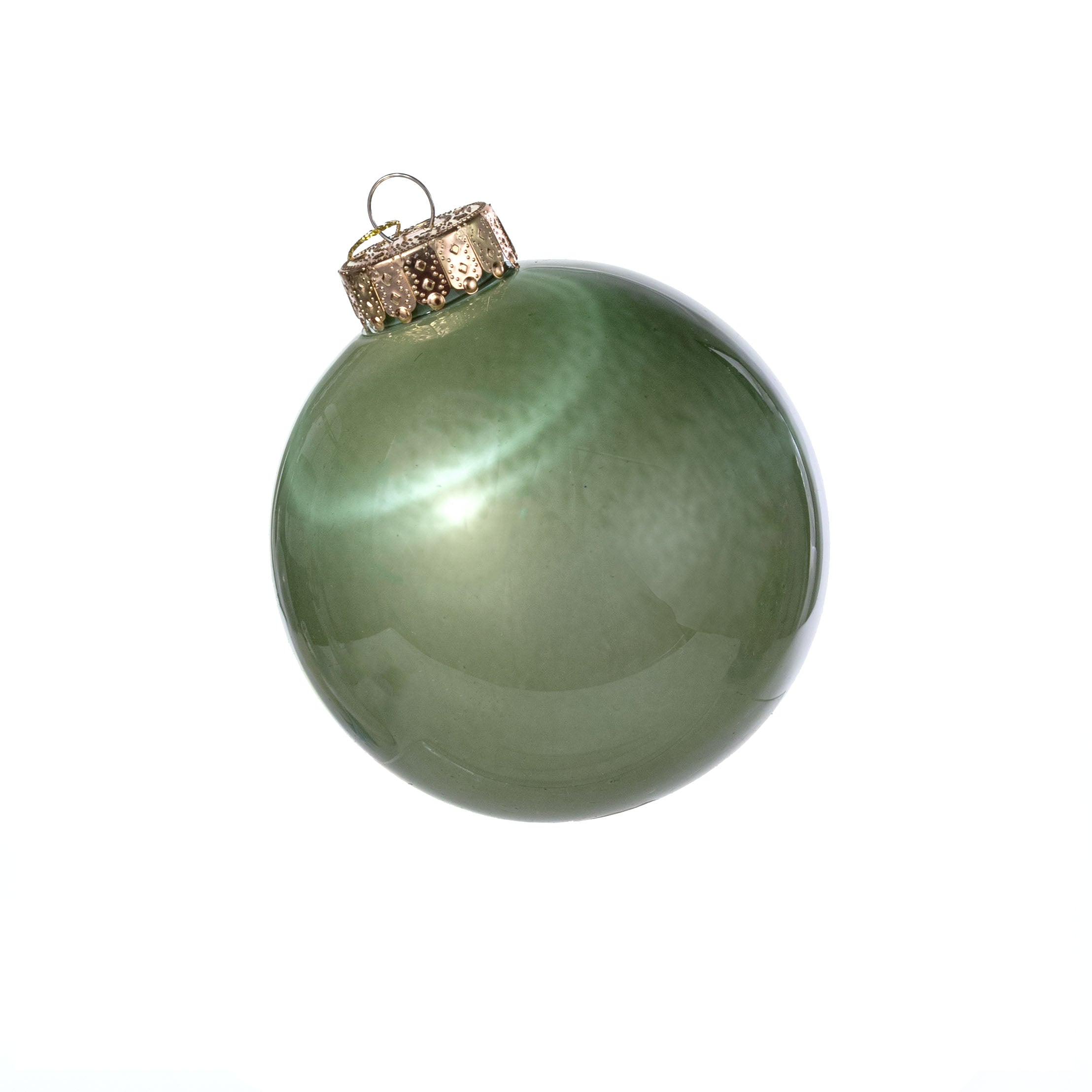 100mm Lacquered Glass-Look Shatterproof Ornament: Sage Green
