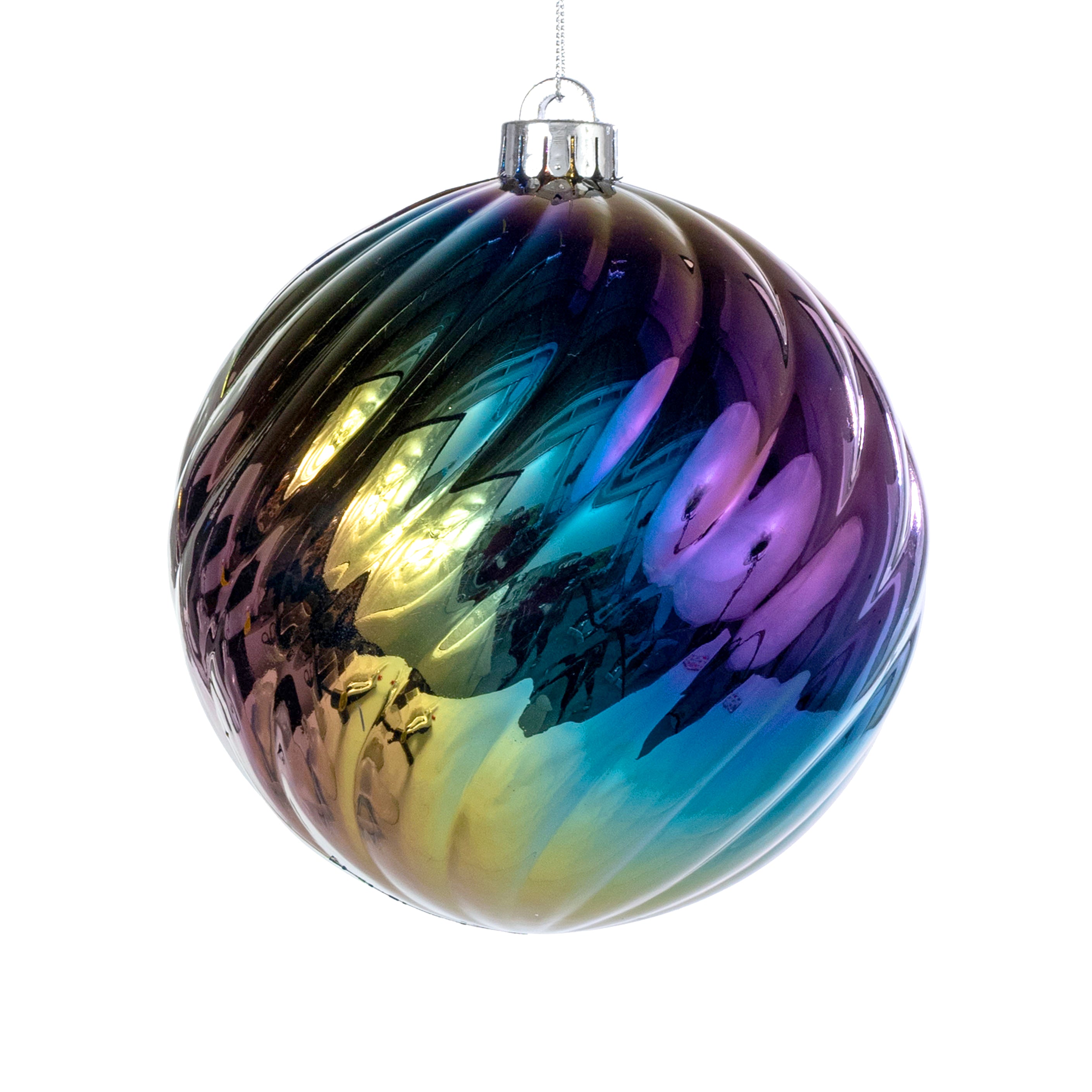 6" Metallic Swirl Ball Ornament: Iridescent Black