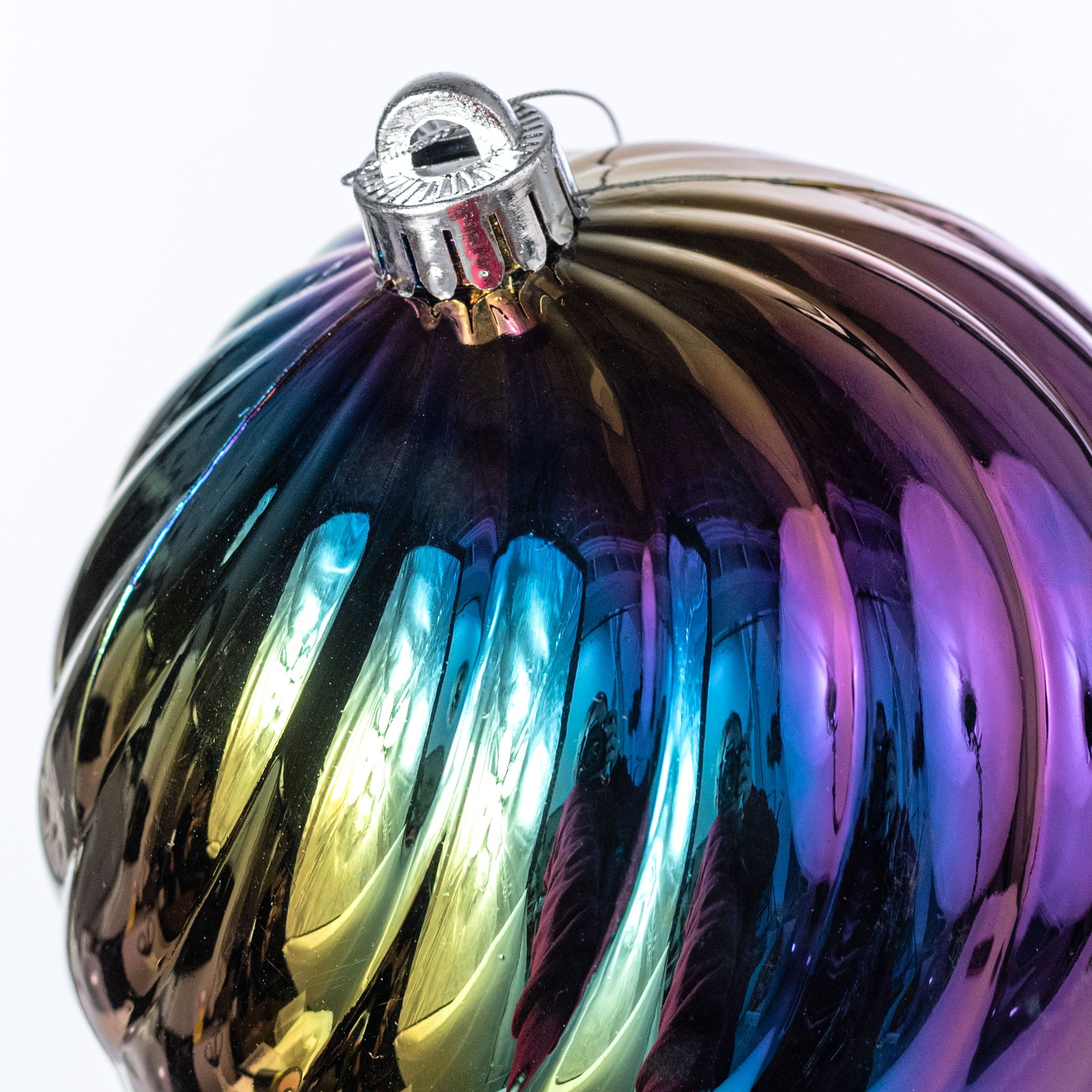 6" Metallic Swirl Ball Ornament: Iridescent Black