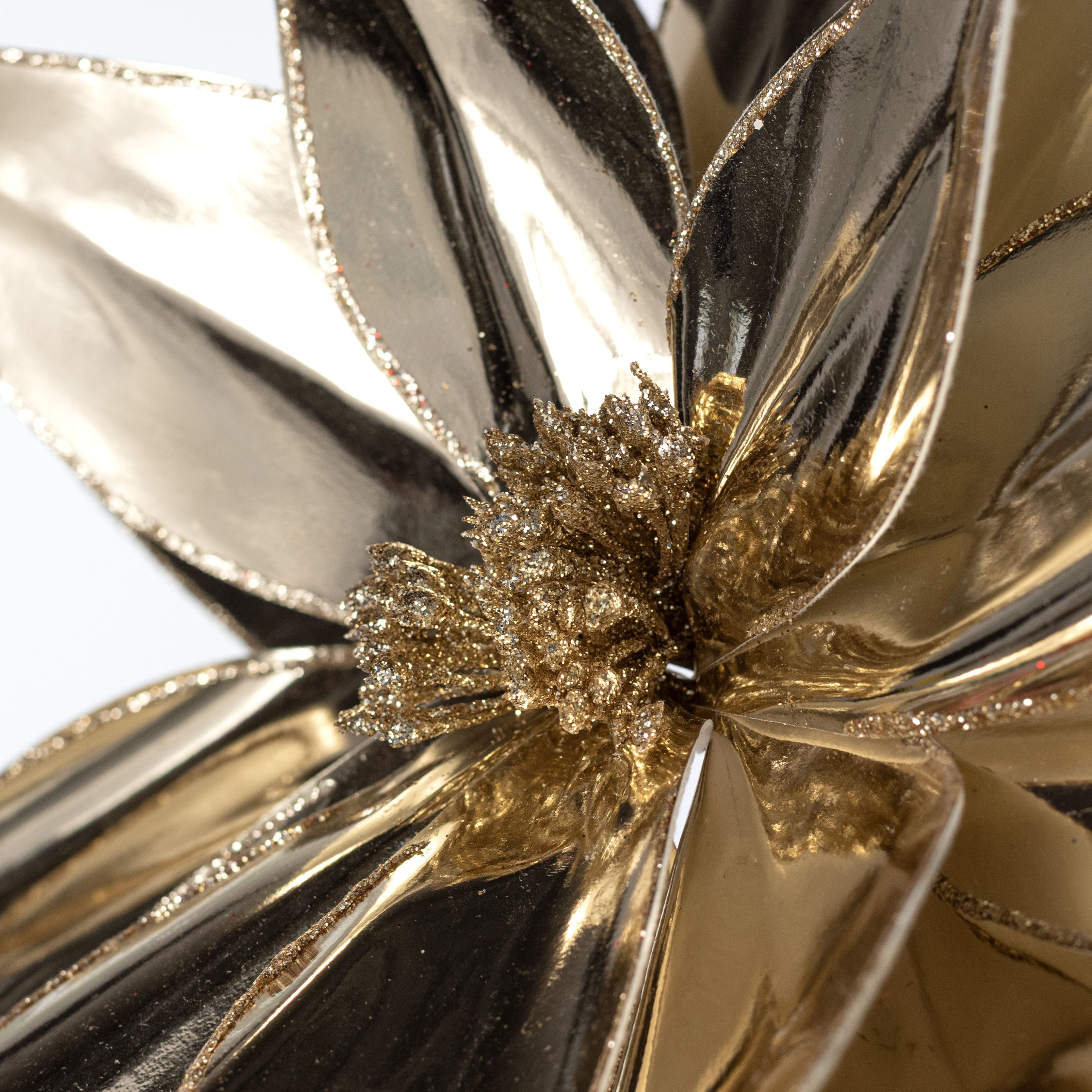 20" x 29" Jumbo Metallic Poinsettia Stem: Mirror Champagne Gold
