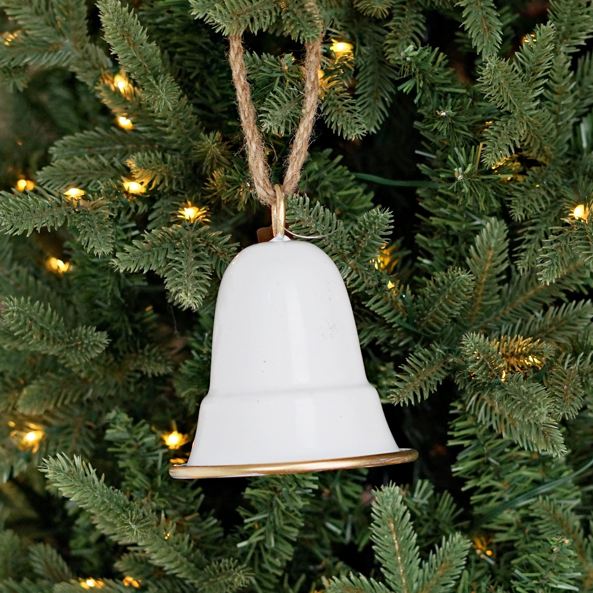 5.5" Liberty Bell Ornament: Glossy White & Gold