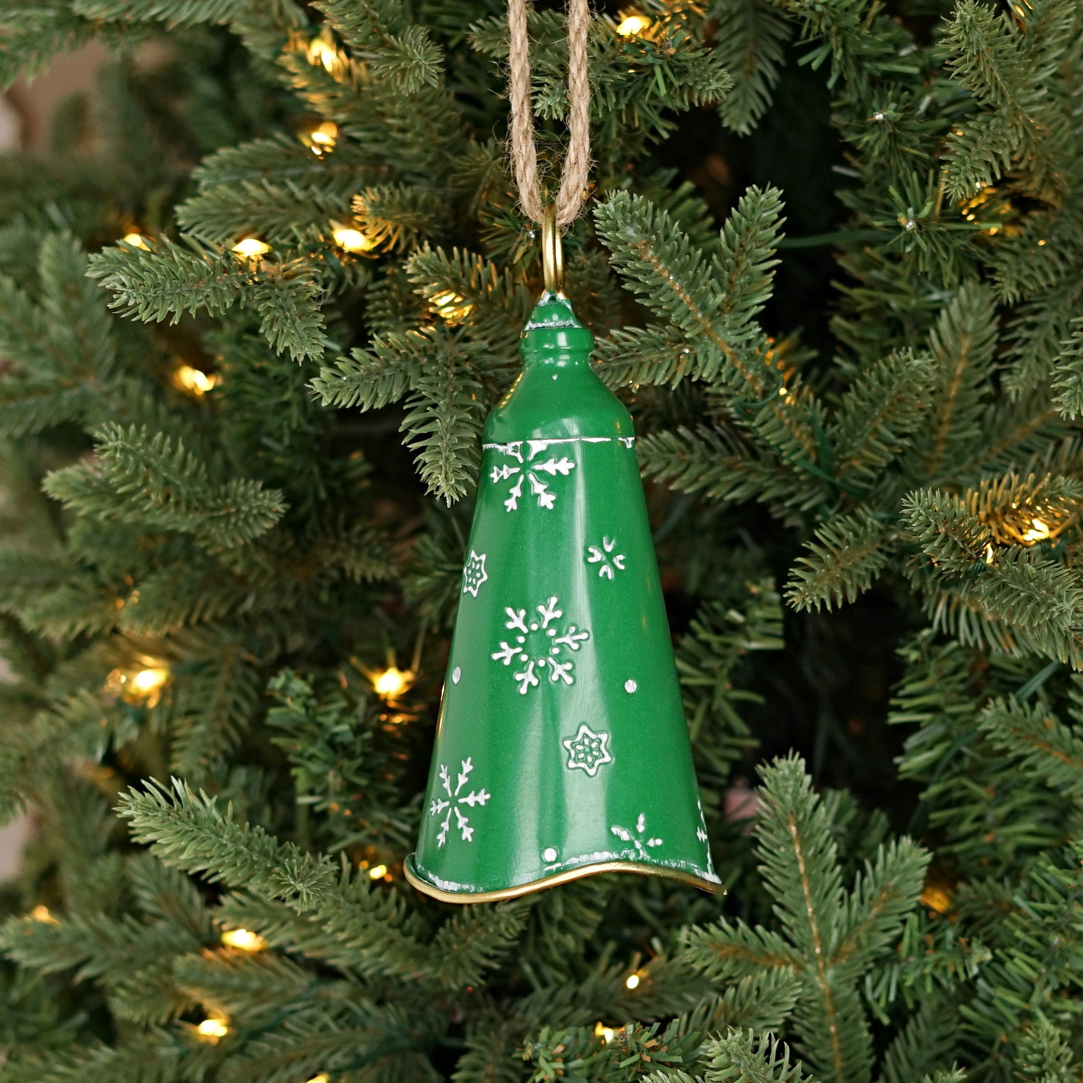 7" Nordic Holiday Lantern Bell Ornament: Green