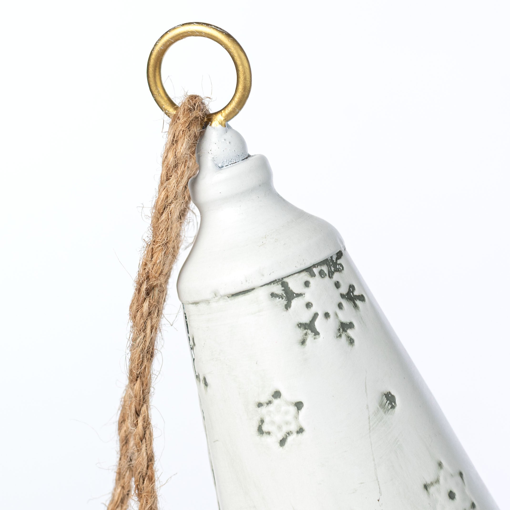 7" Nordic Holiday Lantern Bell Ornament: White
