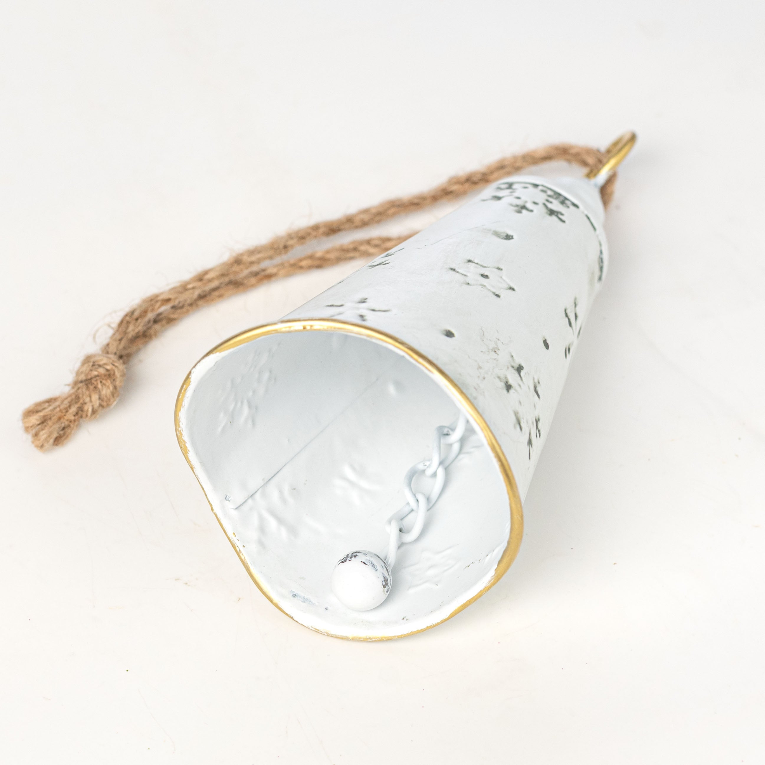 7" Nordic Holiday Lantern Bell Ornament: White