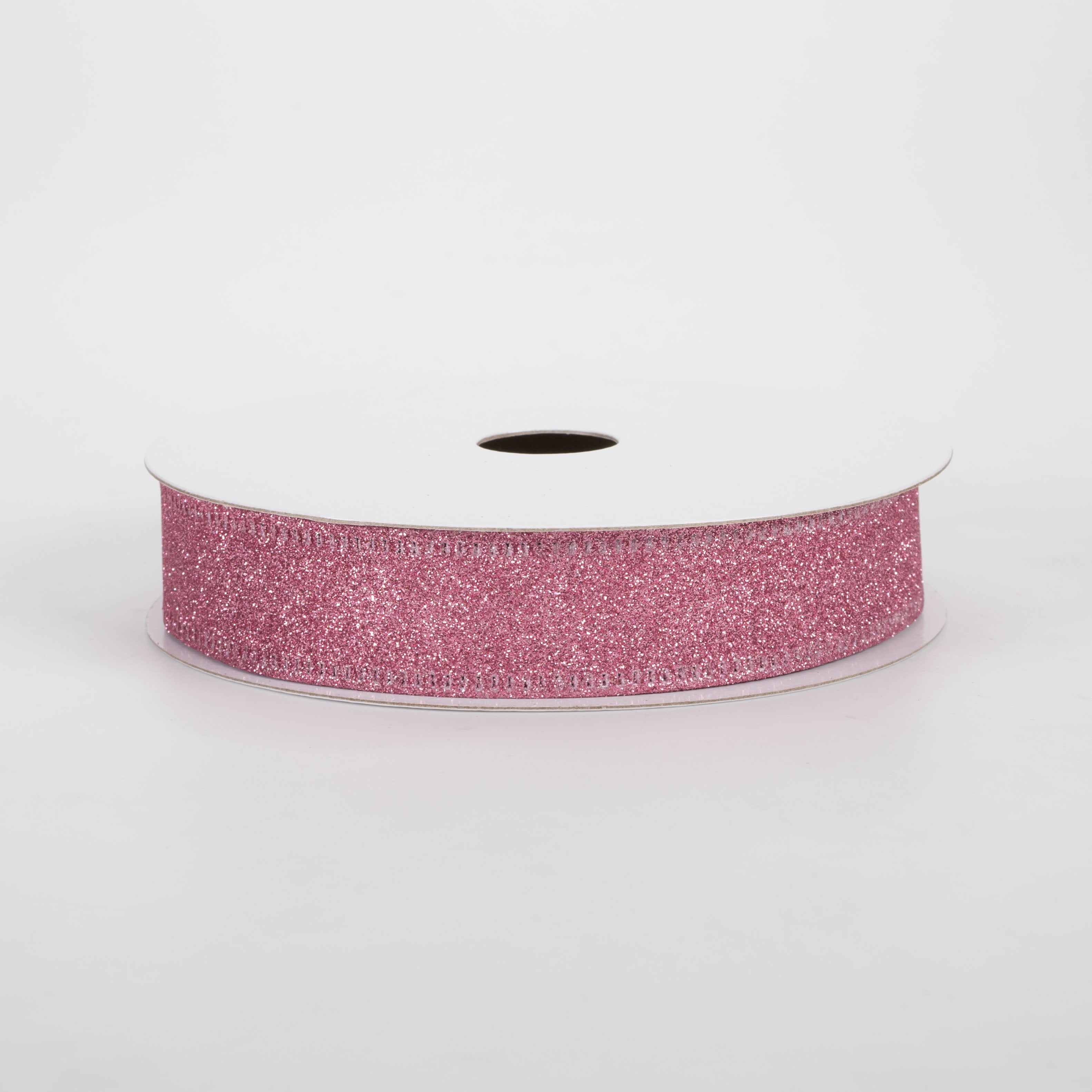 7/8" All Flat Glitter Wired Ribbon: Pink (10 Yards)