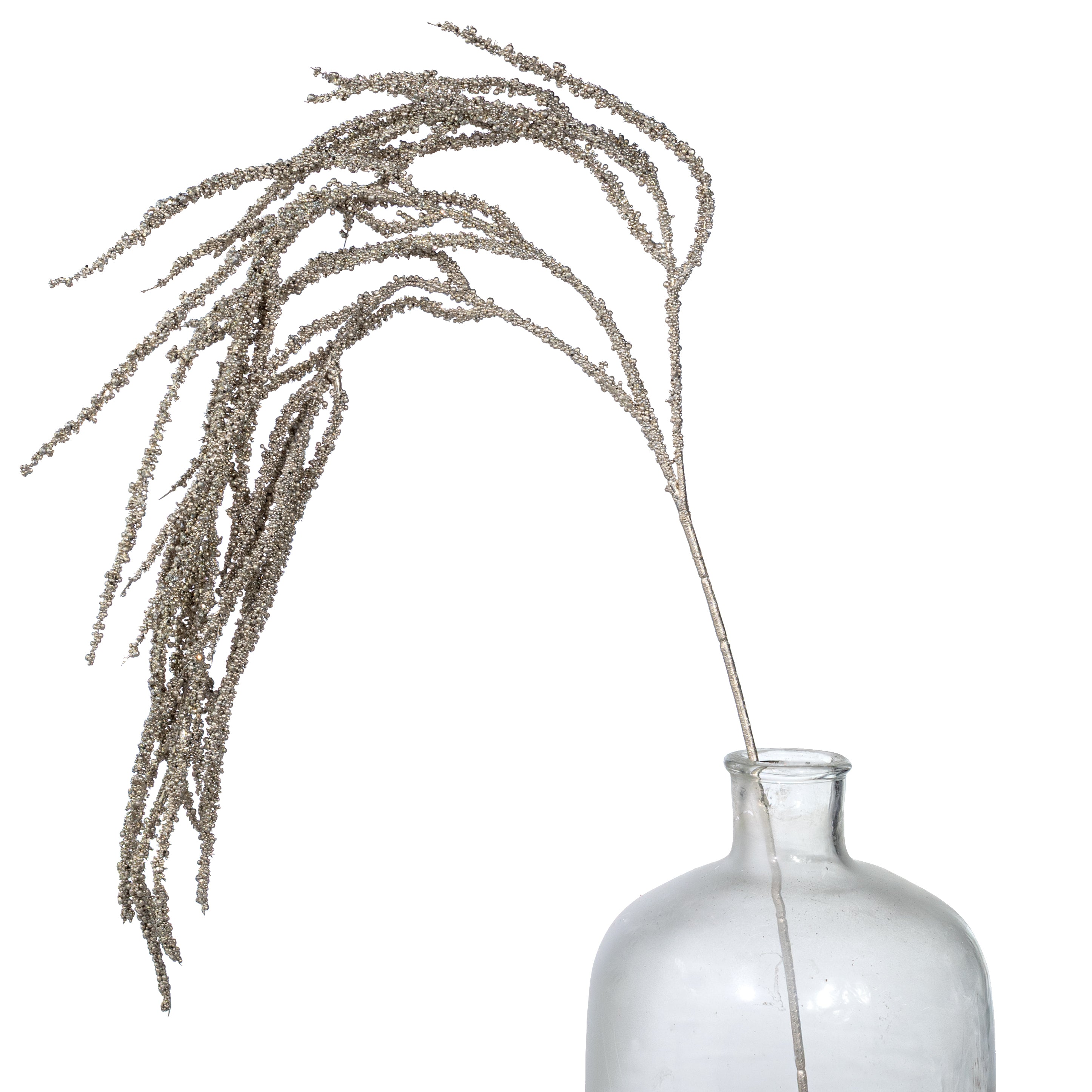 40" Hanging Beaded Glitter Grass Spray: Champagne Gold