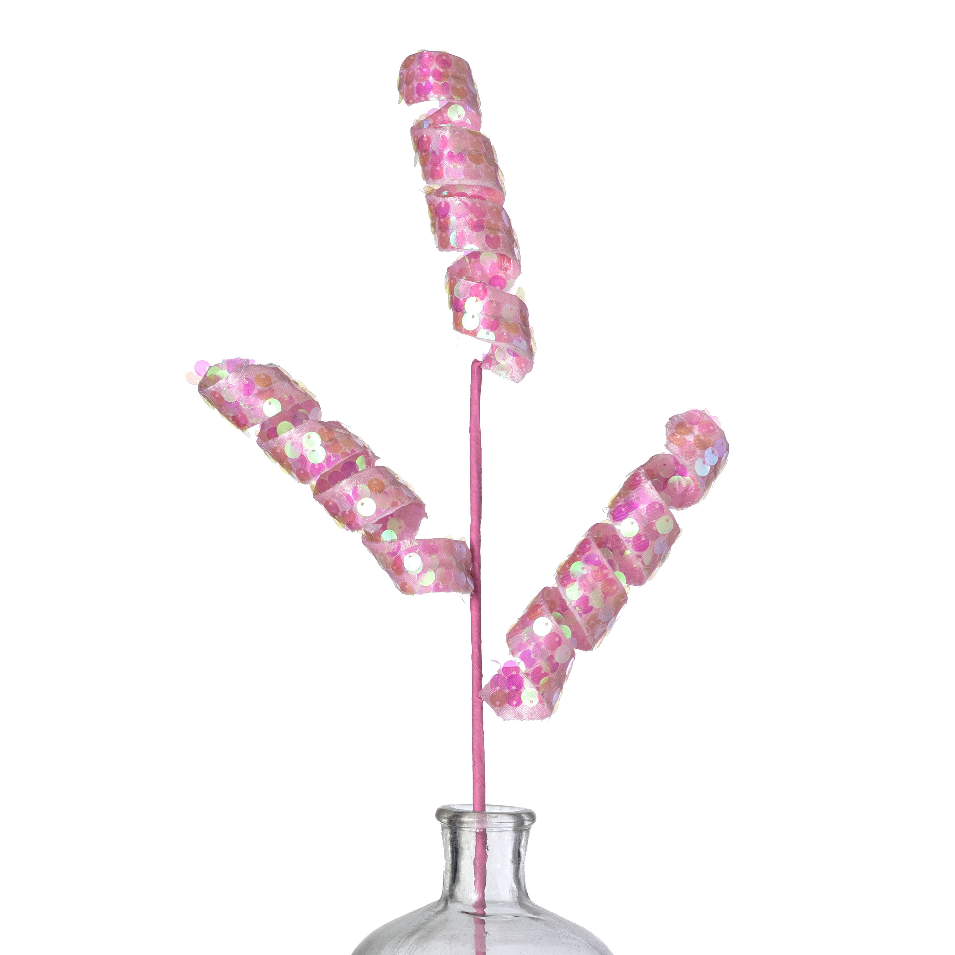 24" Spangle Sequin Curly Spray: Iridescent Pink