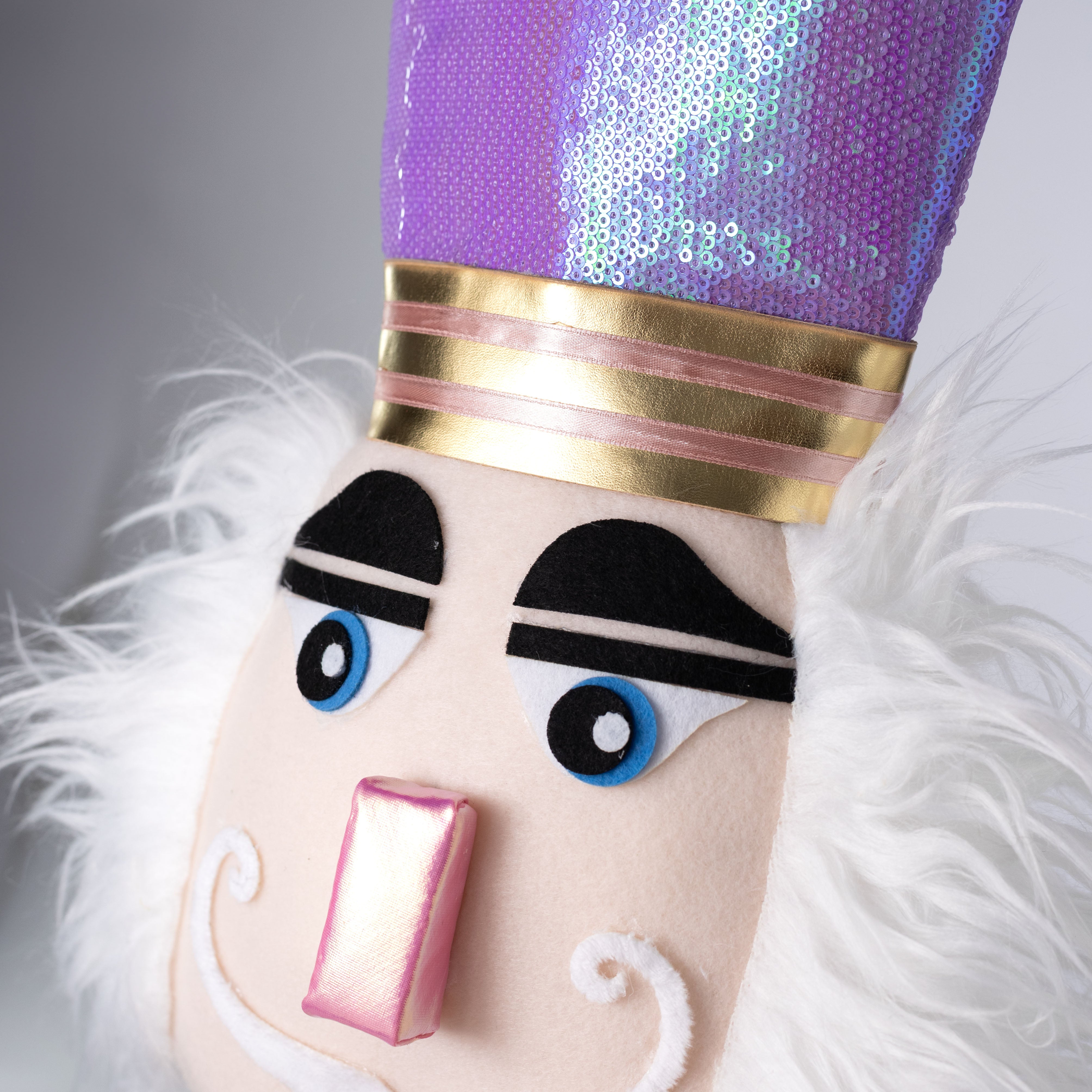 14" Plush Nutcracker Head: Iridescent Pink & Lavender