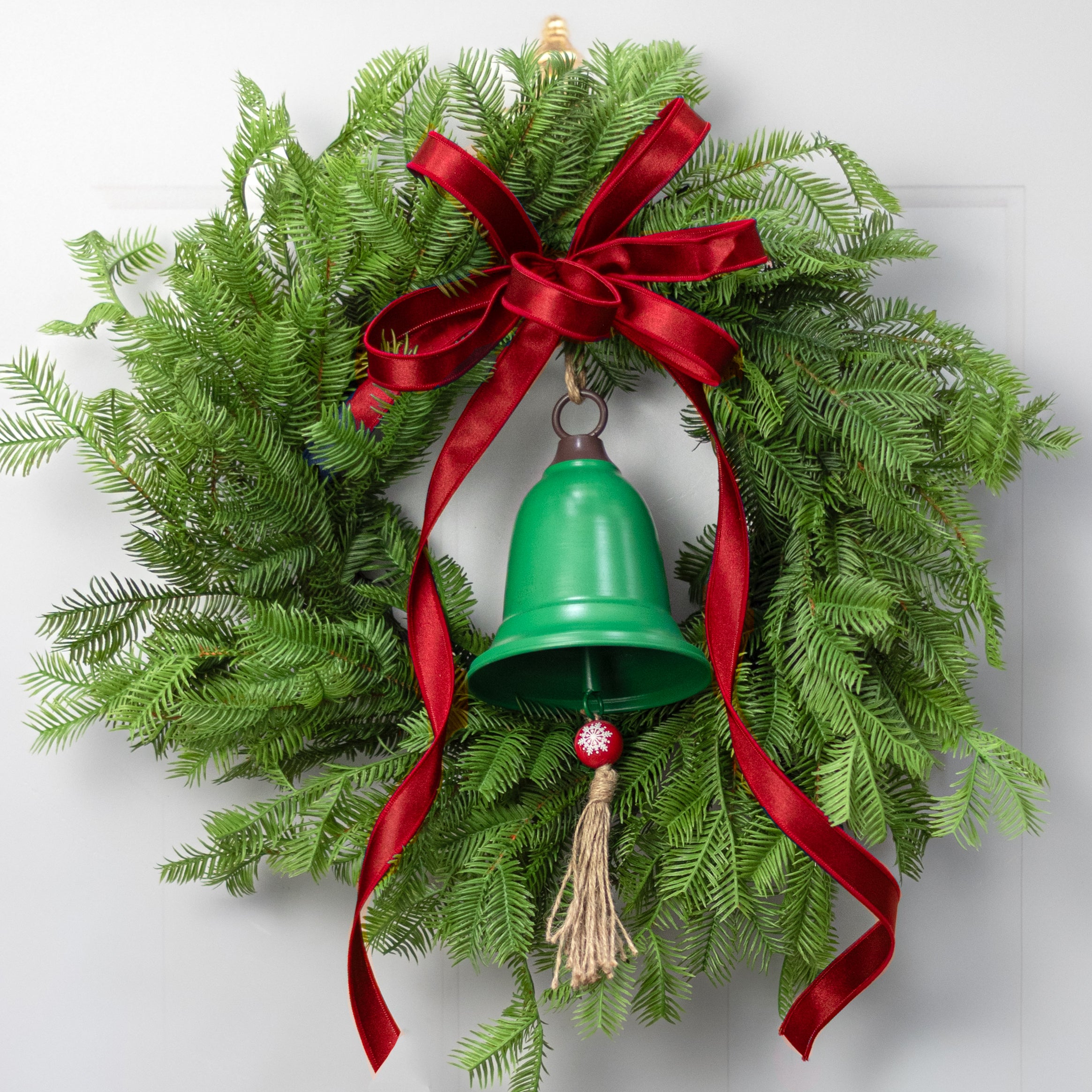 8" Metal Bell Ornament: Green