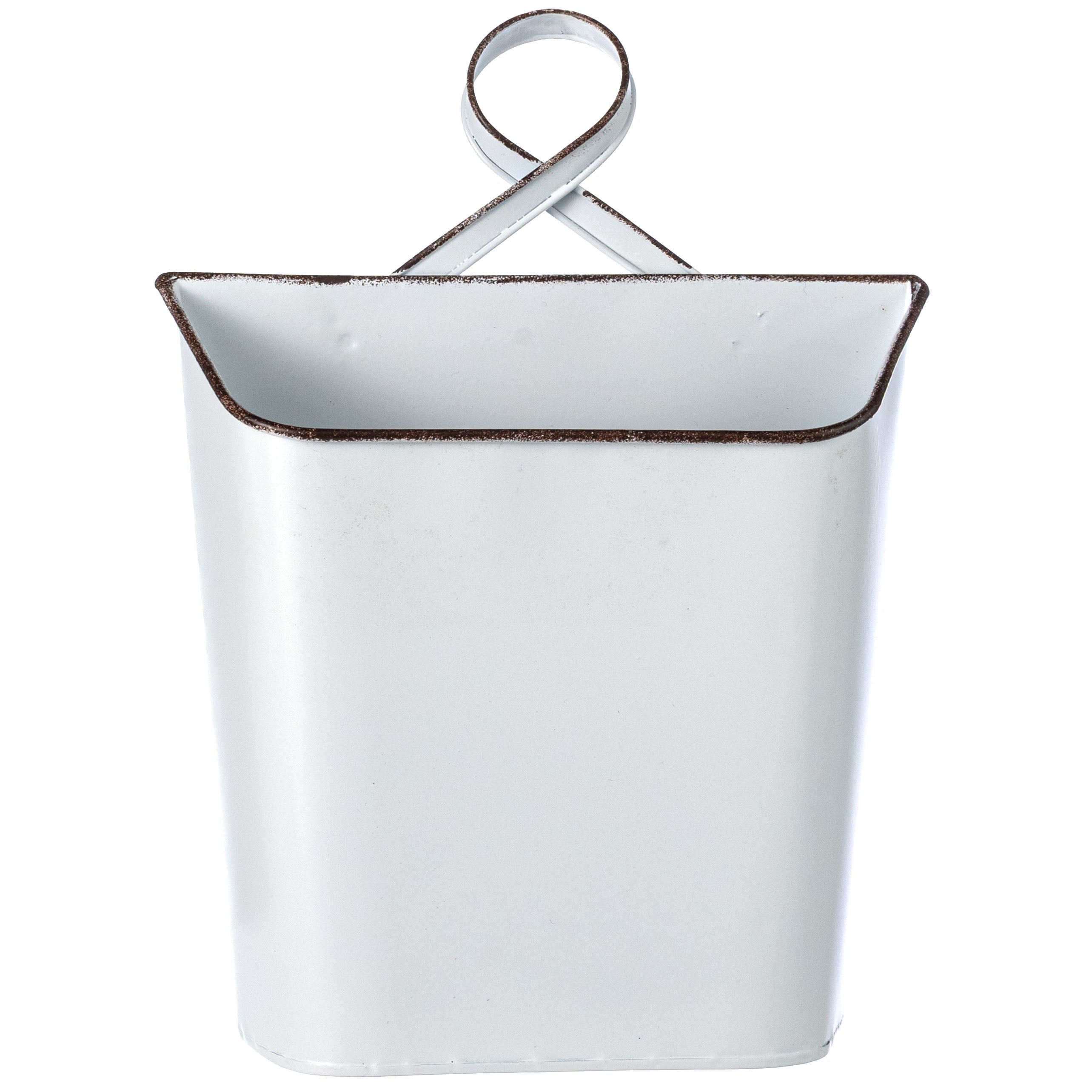 11" Metal Wall Pocket: Distressed White