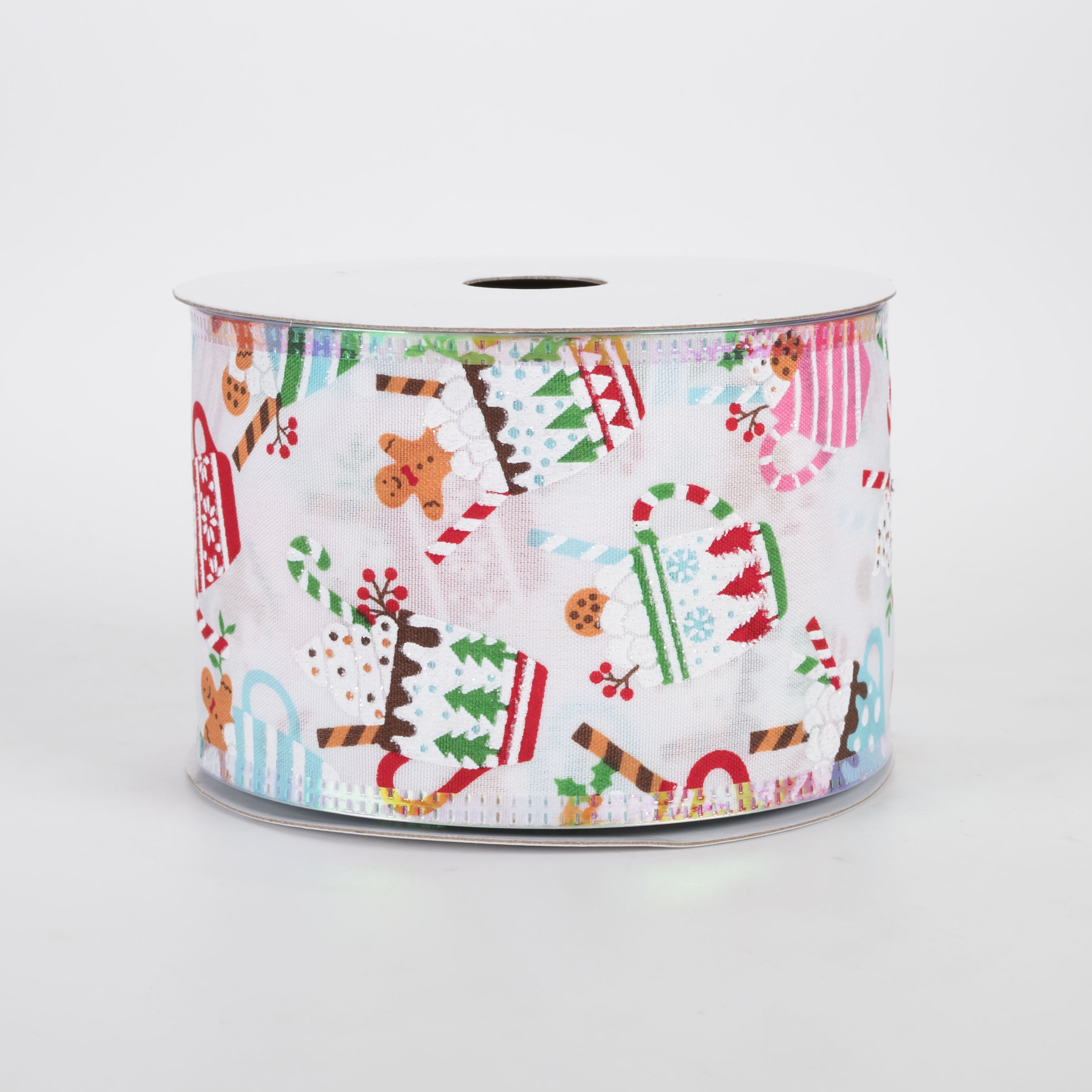 2.5" Hot Cocoa & Christmas Candy Satin Ribbon: Mint & Pink (10 Yards)