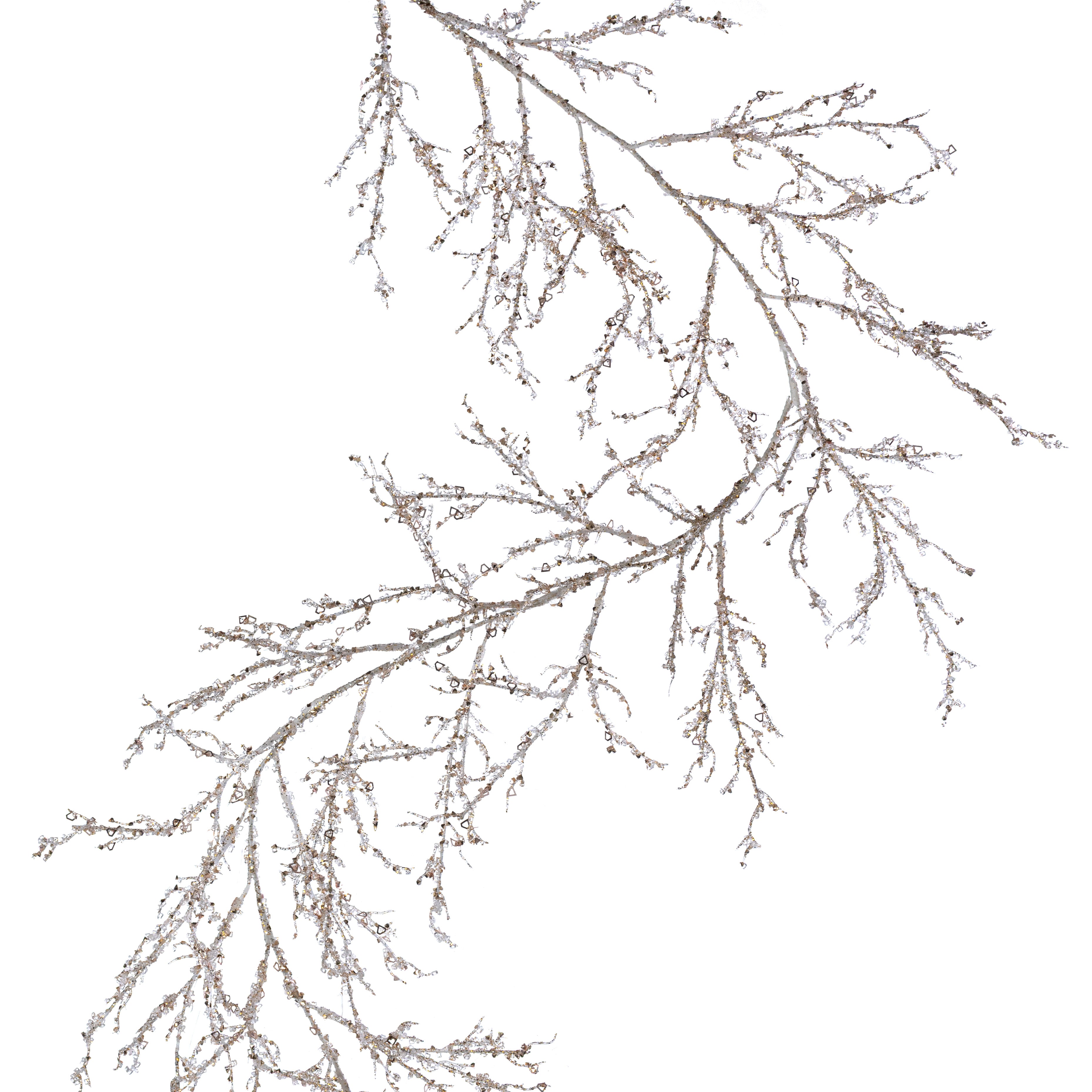 6' Sparkle Iced Twig Garland: Champagne Gold