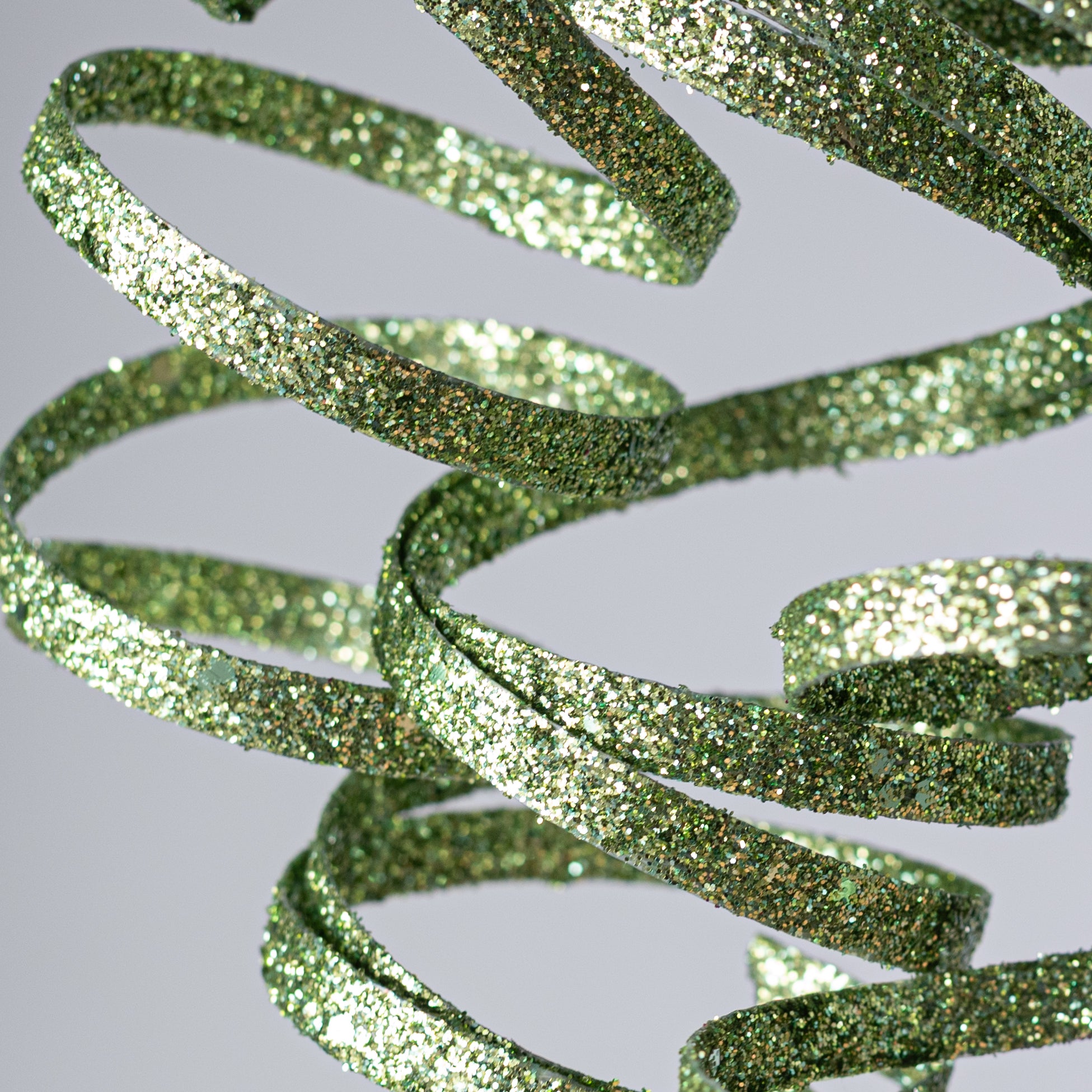 31" Curly Glitter Ribbon Spray: Lime Green