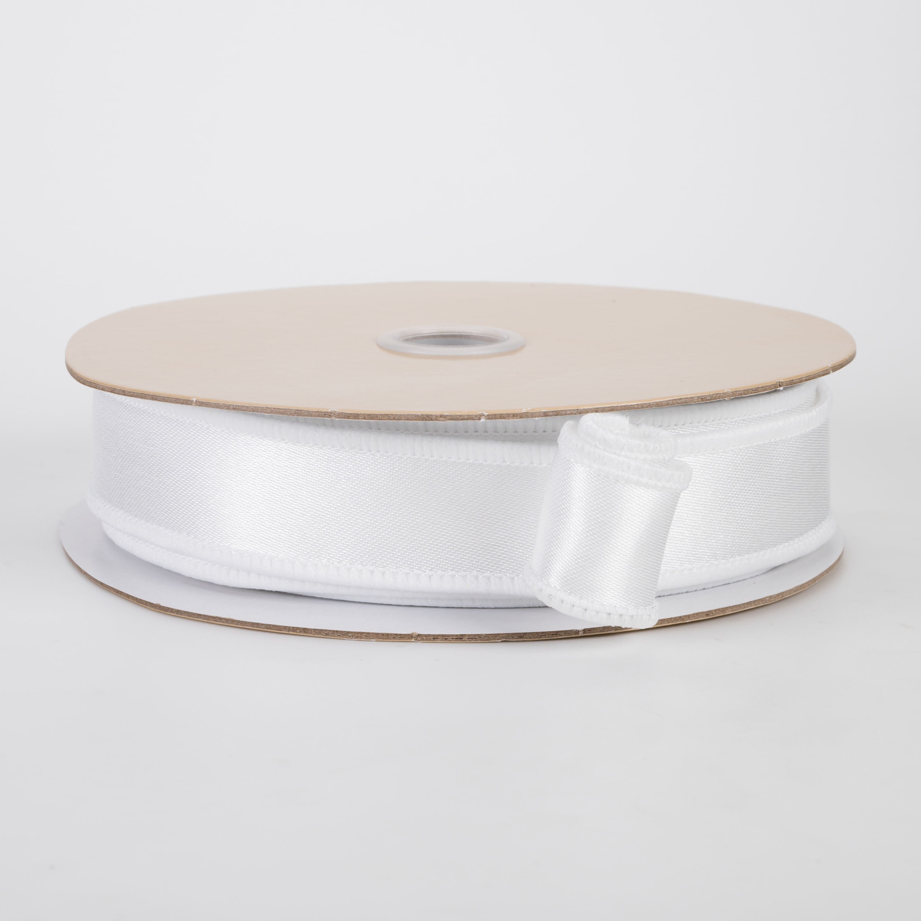 7/8" Double Sided Fused Satin Ribbon: White (10 Yards)