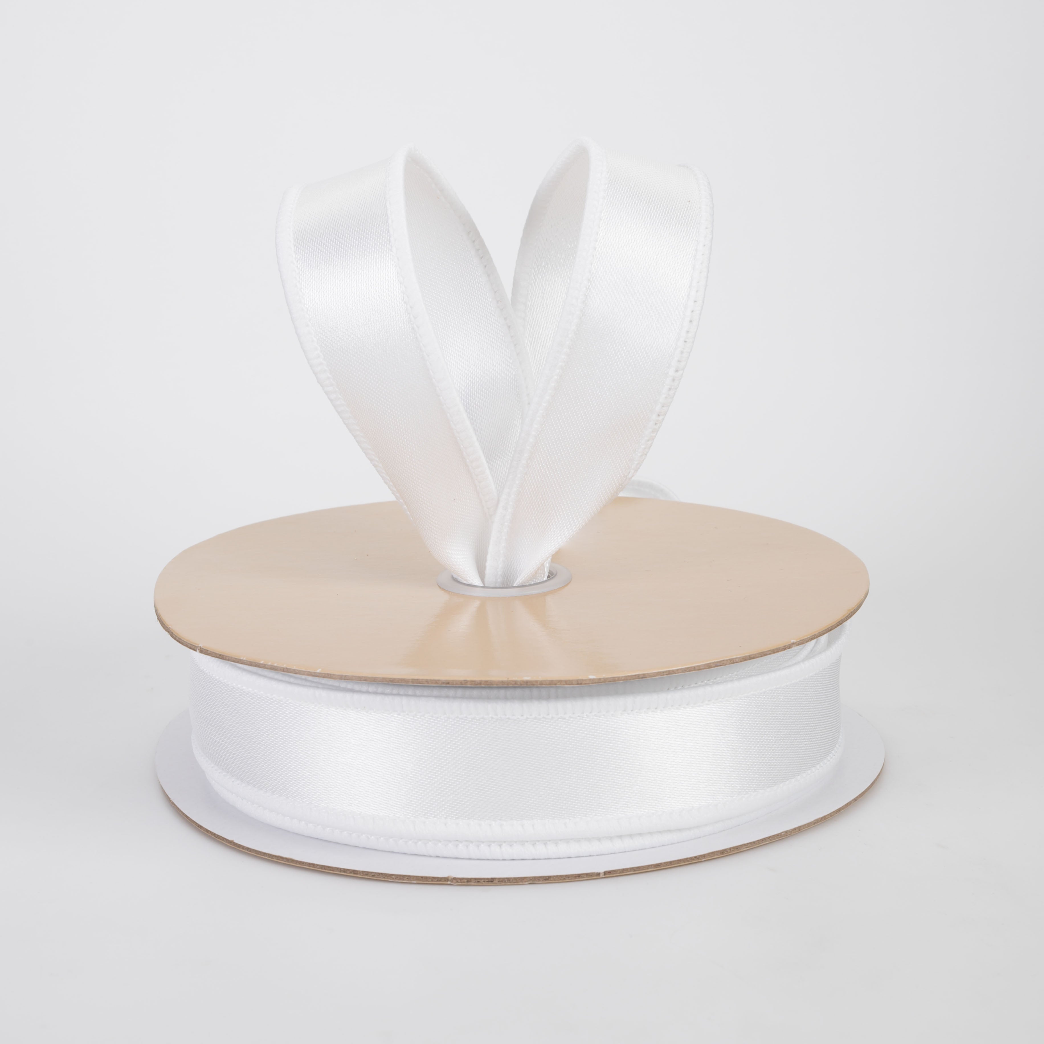 7/8" Double Sided Fused Satin Ribbon: White (10 Yards)