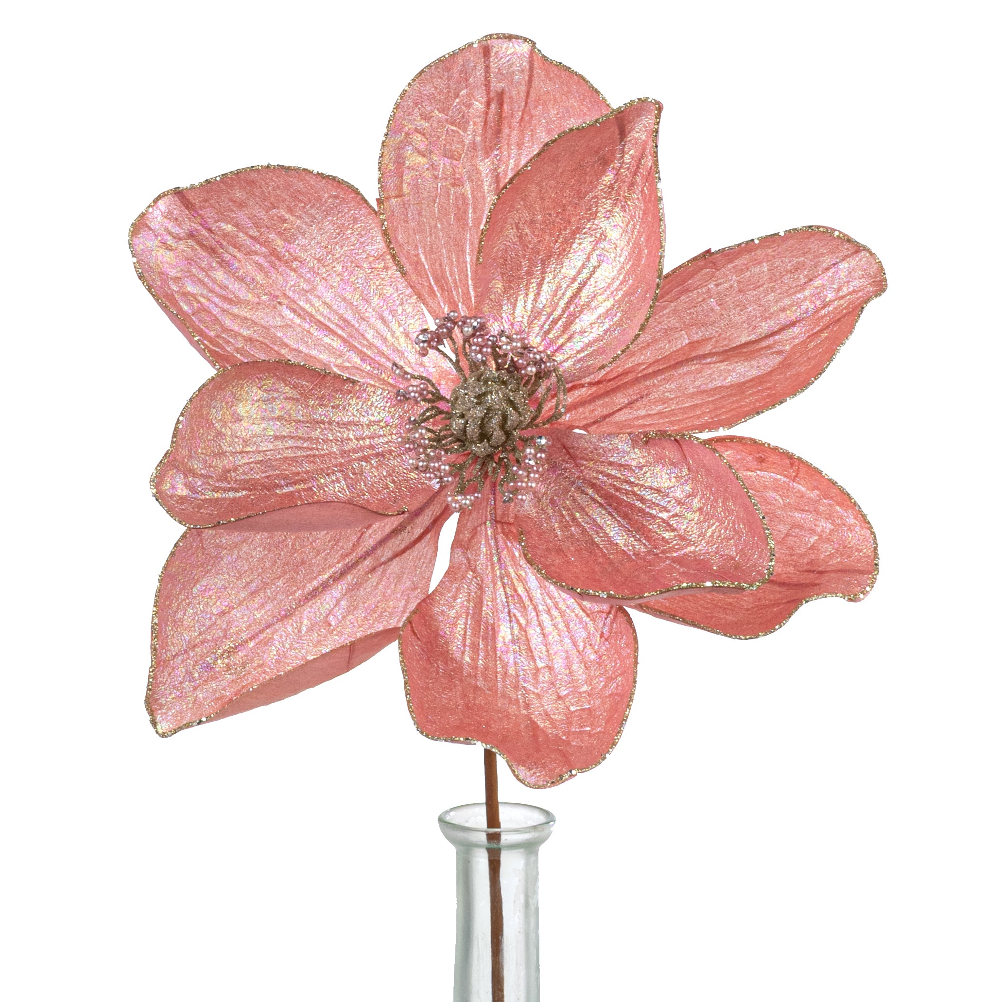 9" x 11" Magnolia Flower Stem: Iridescent Pink