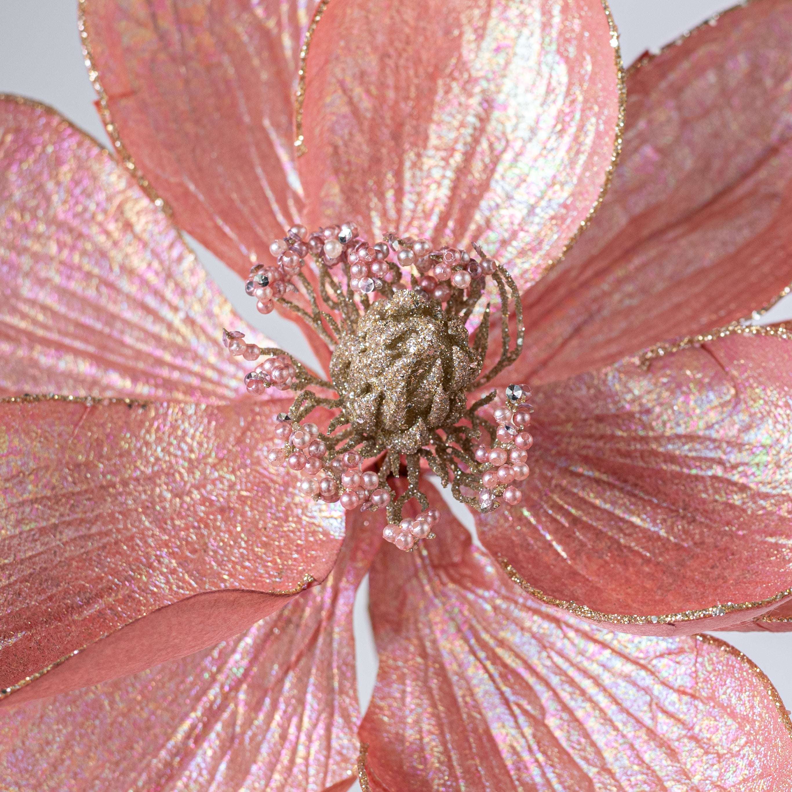 9" x 11" Magnolia Flower Stem: Iridescent Pink