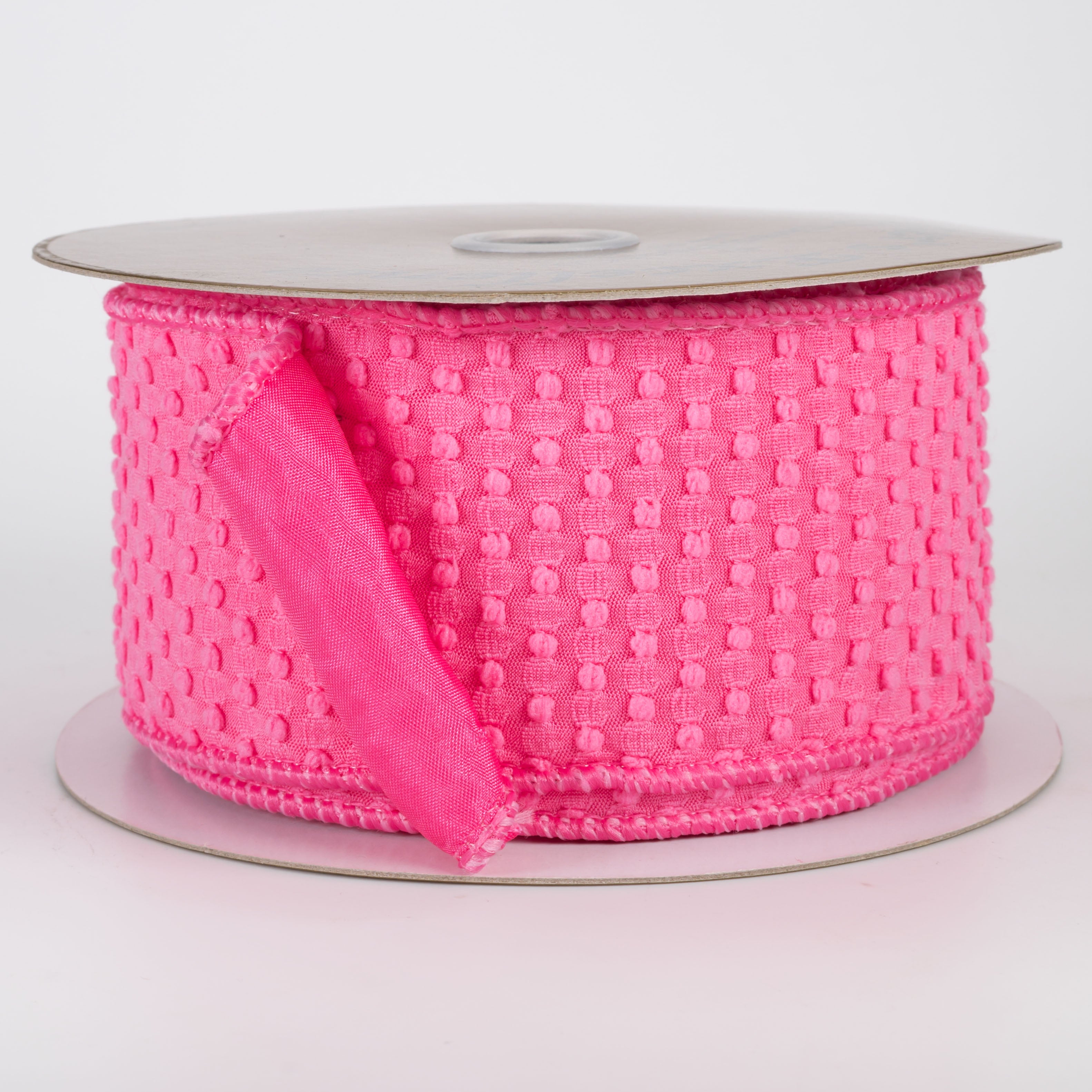 2.5" Designer Double Sided Waffle Ribbon: Hot Pink (10 Yards)