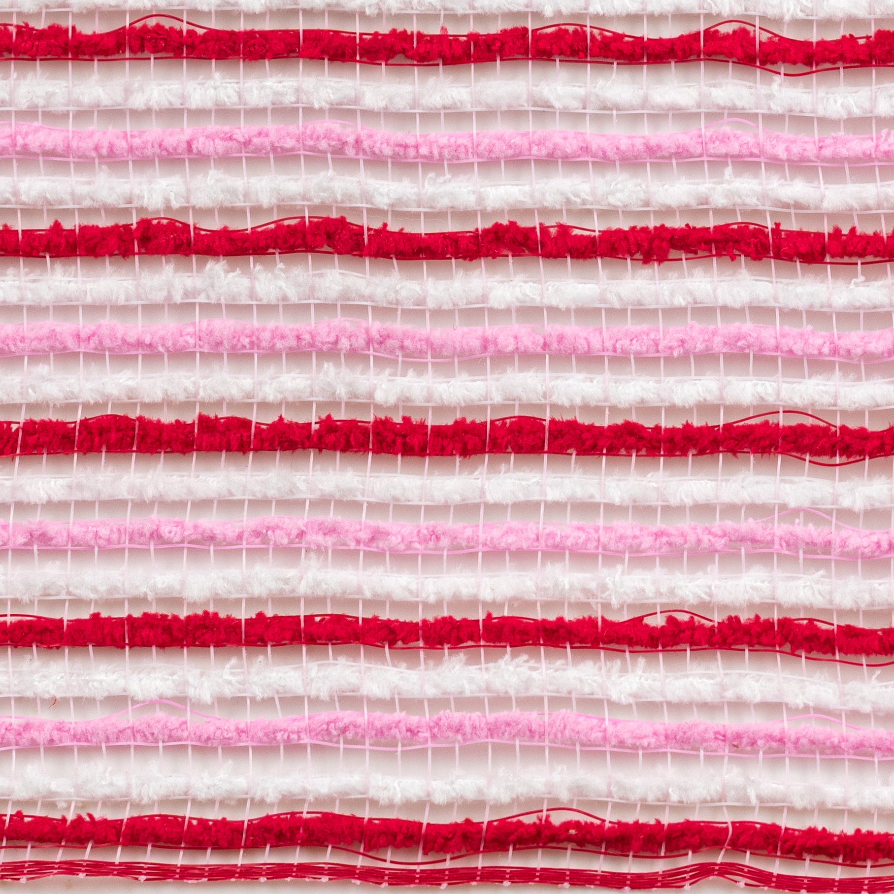 10" All Snow Fuzz Mesh: Red, Pink & White Stripes (10 Yards)