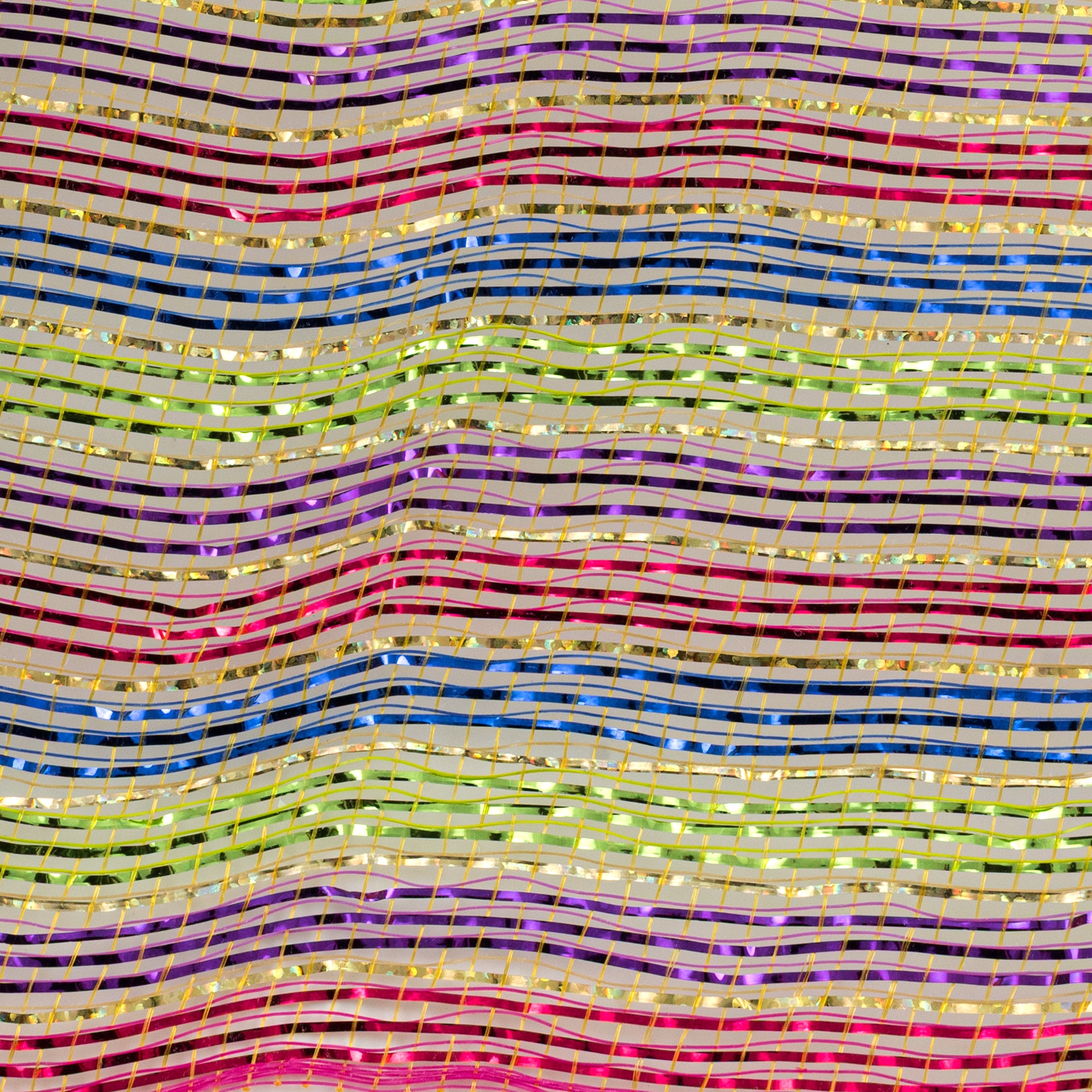 10" Bright Metallic Stripe Mesh: Multicolor