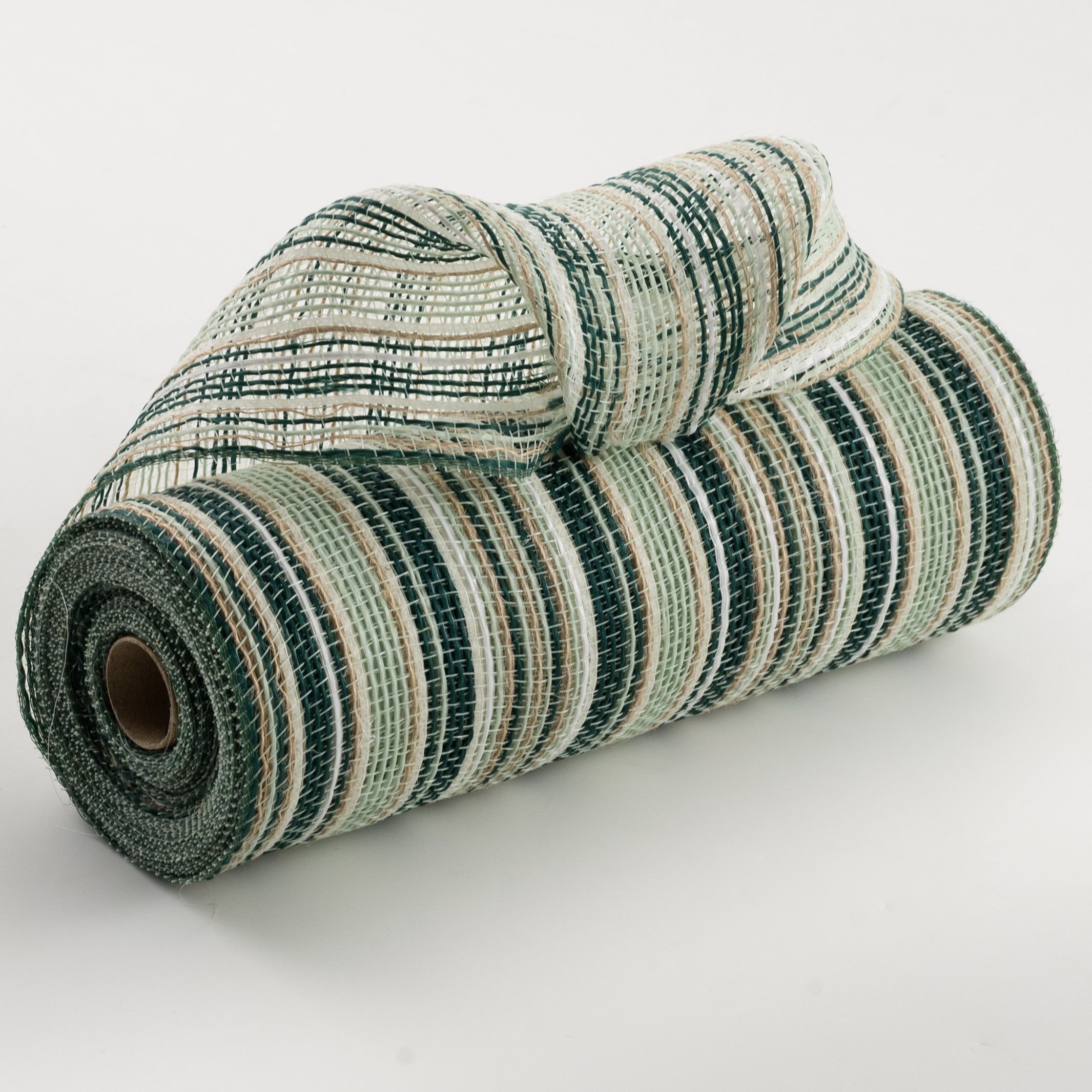 10" Striation Stripes Fabric Mesh: Hunter, Mint & Natural