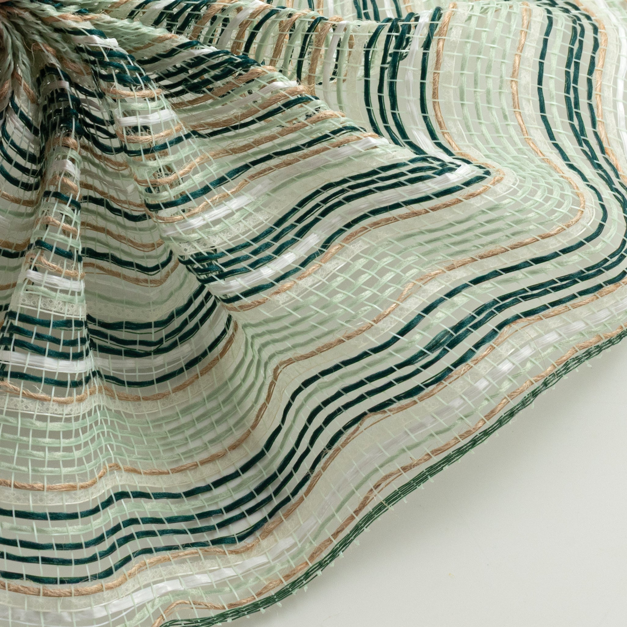 10" Striation Stripes Fabric Mesh: Hunter, Mint & Natural