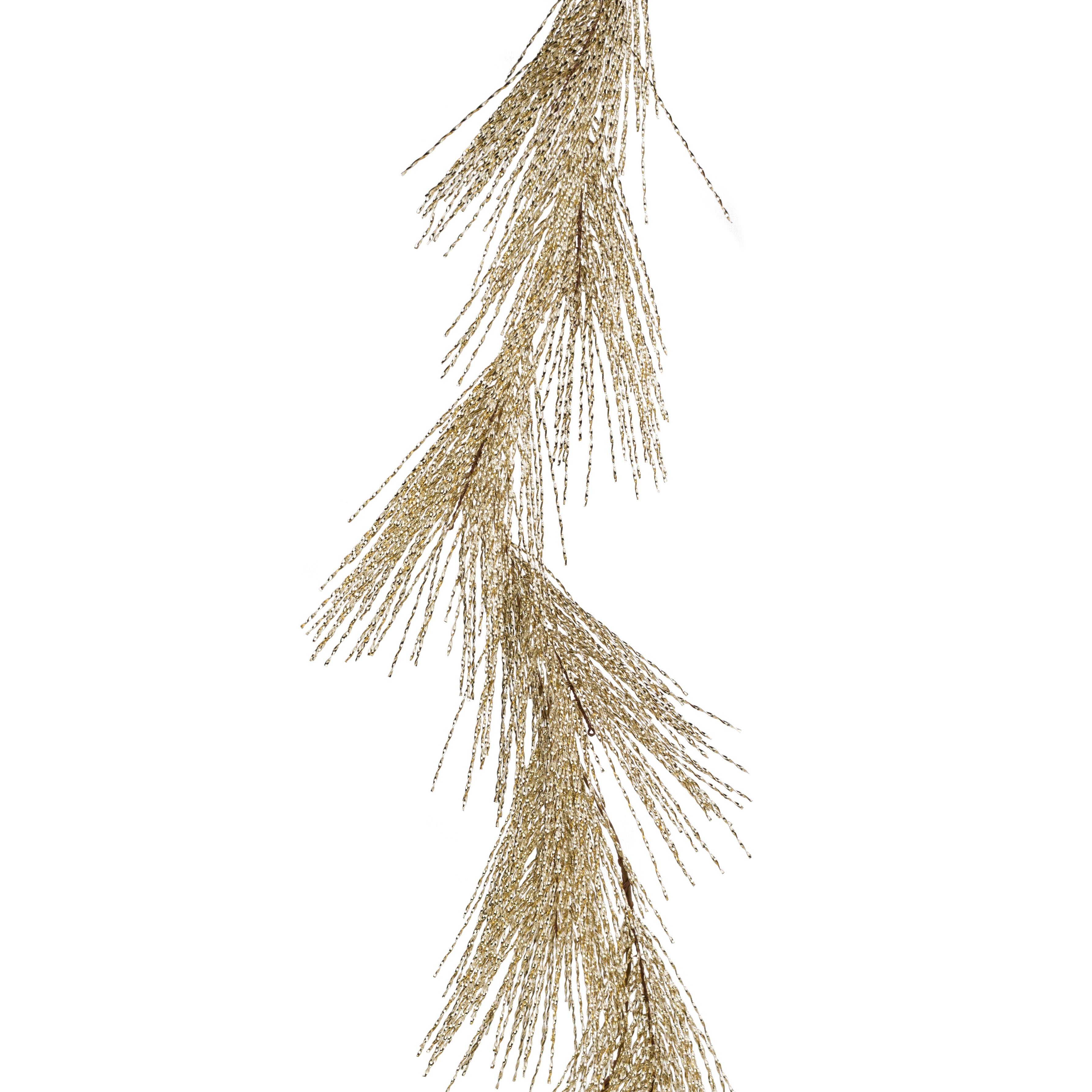 6' Twisted Tinsel Grass Garland: Champagne Gold