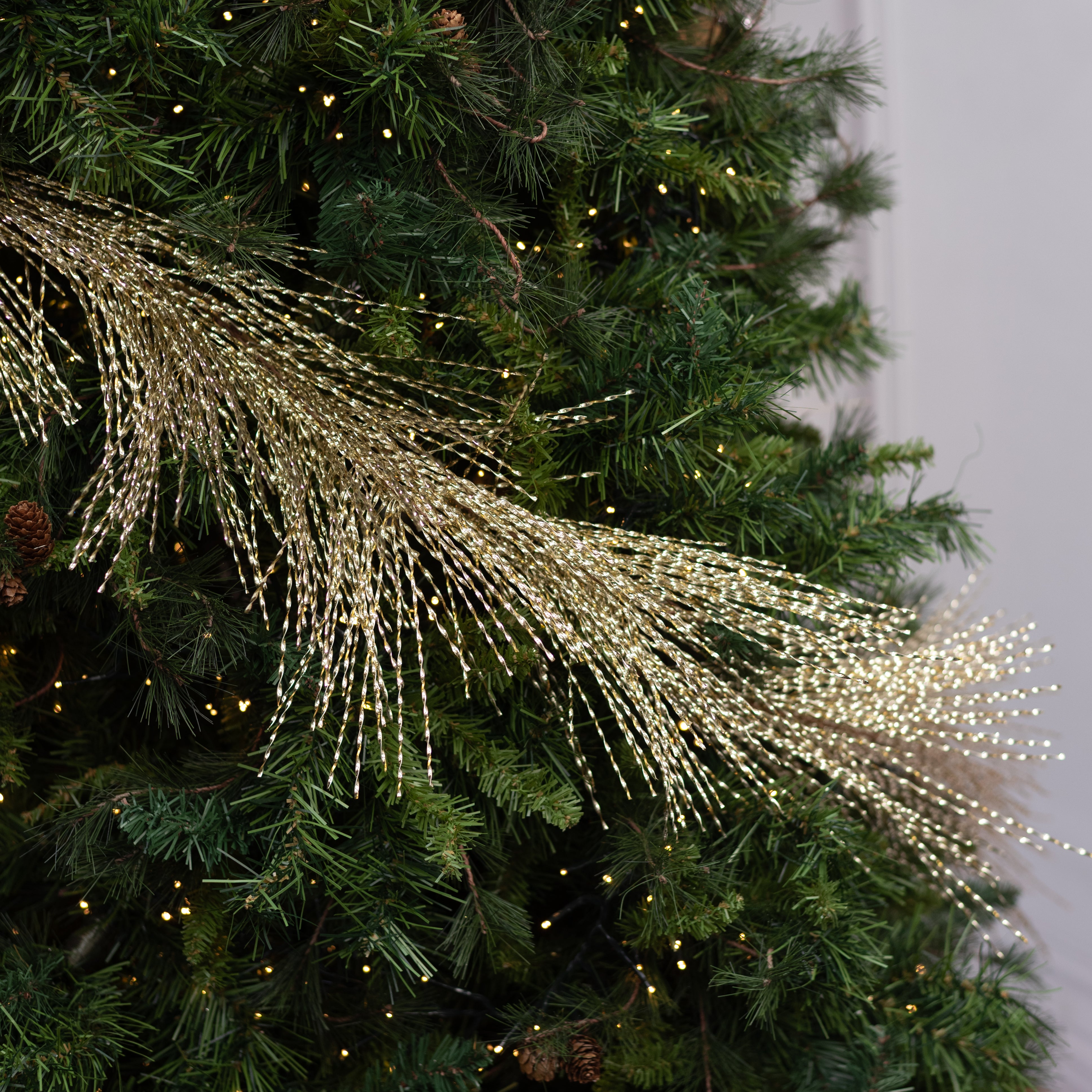 6' Twisted Tinsel Grass Garland: Champagne Gold