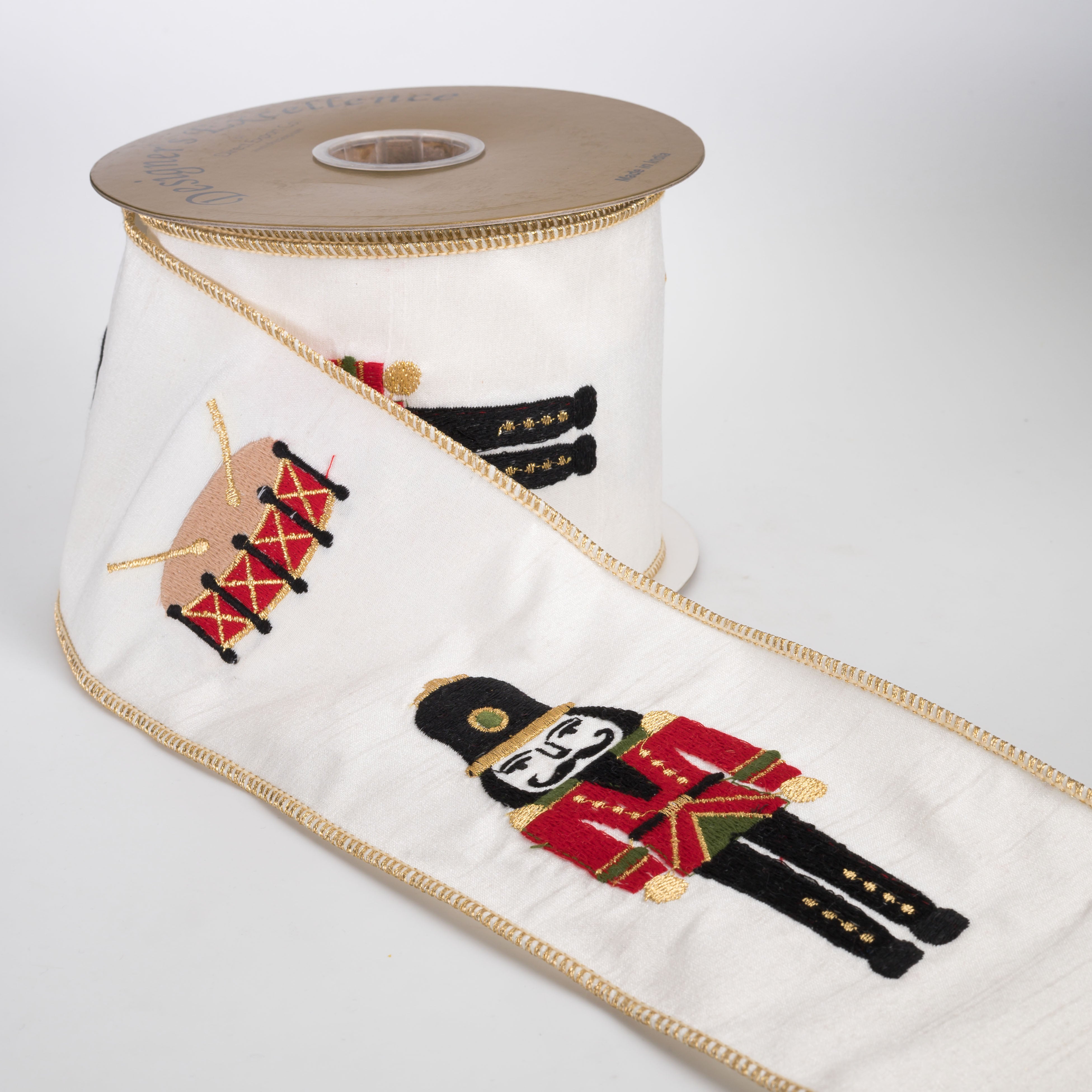 4" Designer Embroidered Dupioni Nutcracker Ribbon (10 Yards)