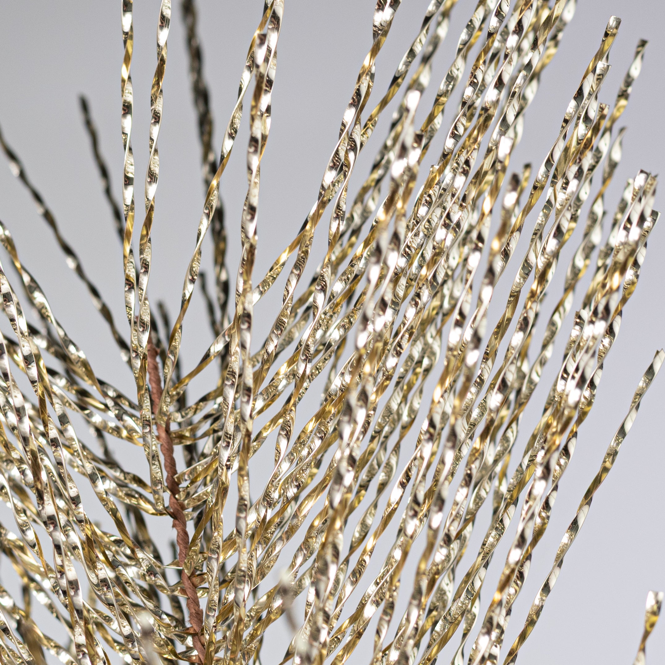 32" Twisted Tinsel Grass Spray: Champagne Gold