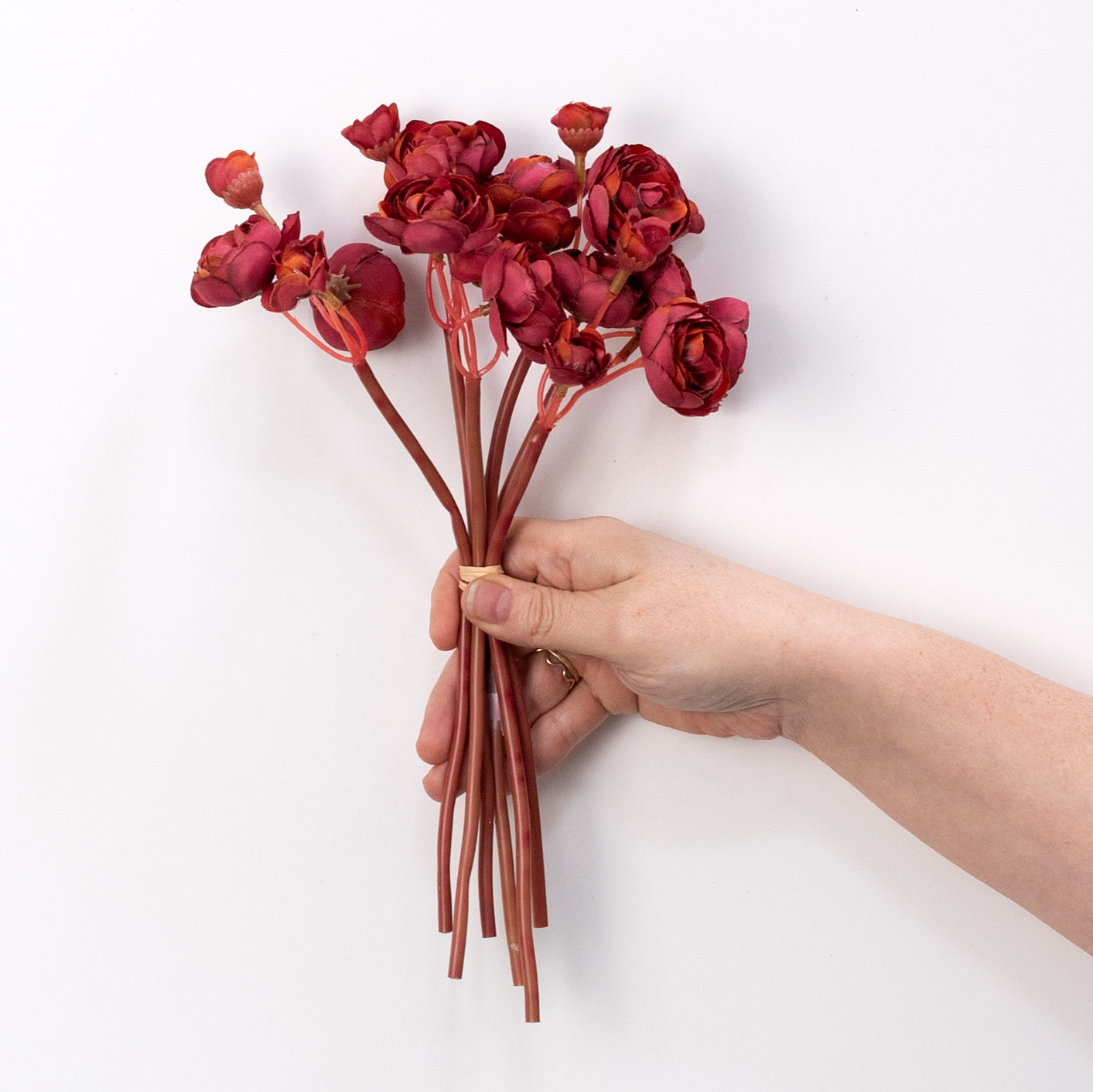 11" Mini Ranunculus Bundle: Burgundy Red