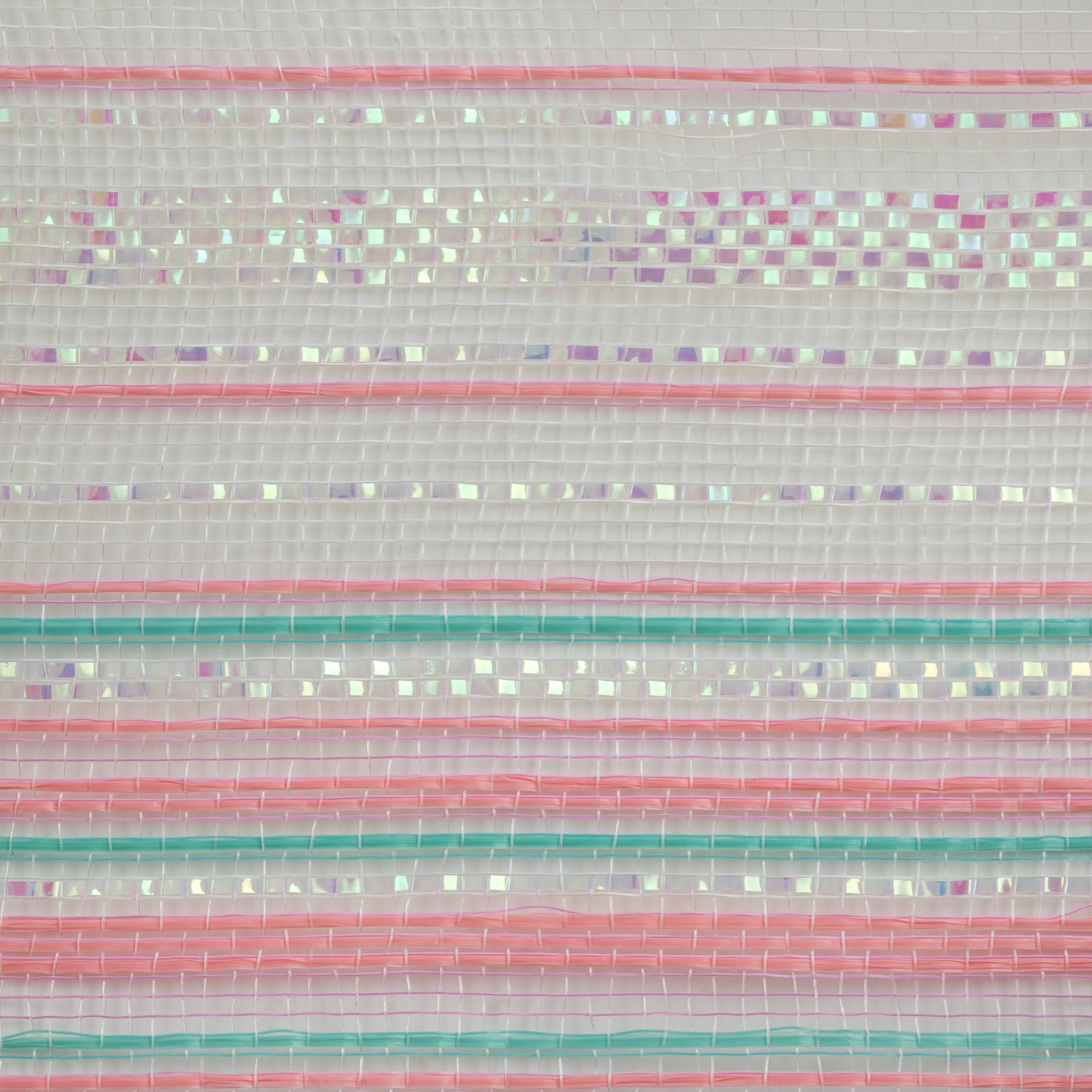 10" Vertical Wide Strip Ombré Mesh: Iridescent Teal & Blush Pink