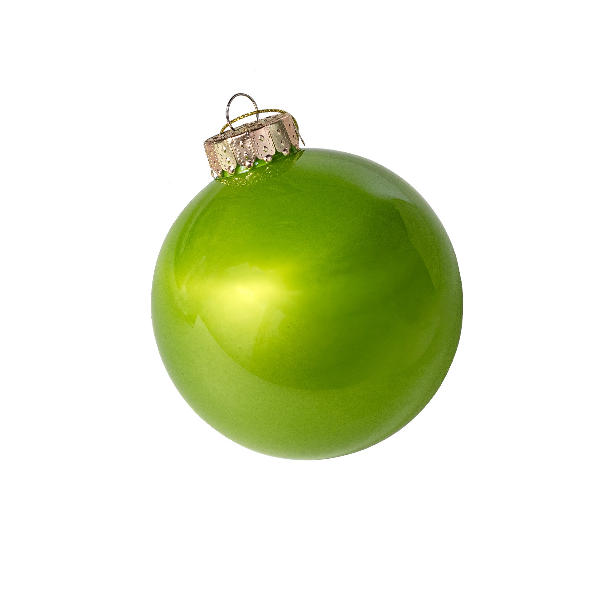 100mm Lacquered Glass-Look Shatterproof Ornament: Lime Green