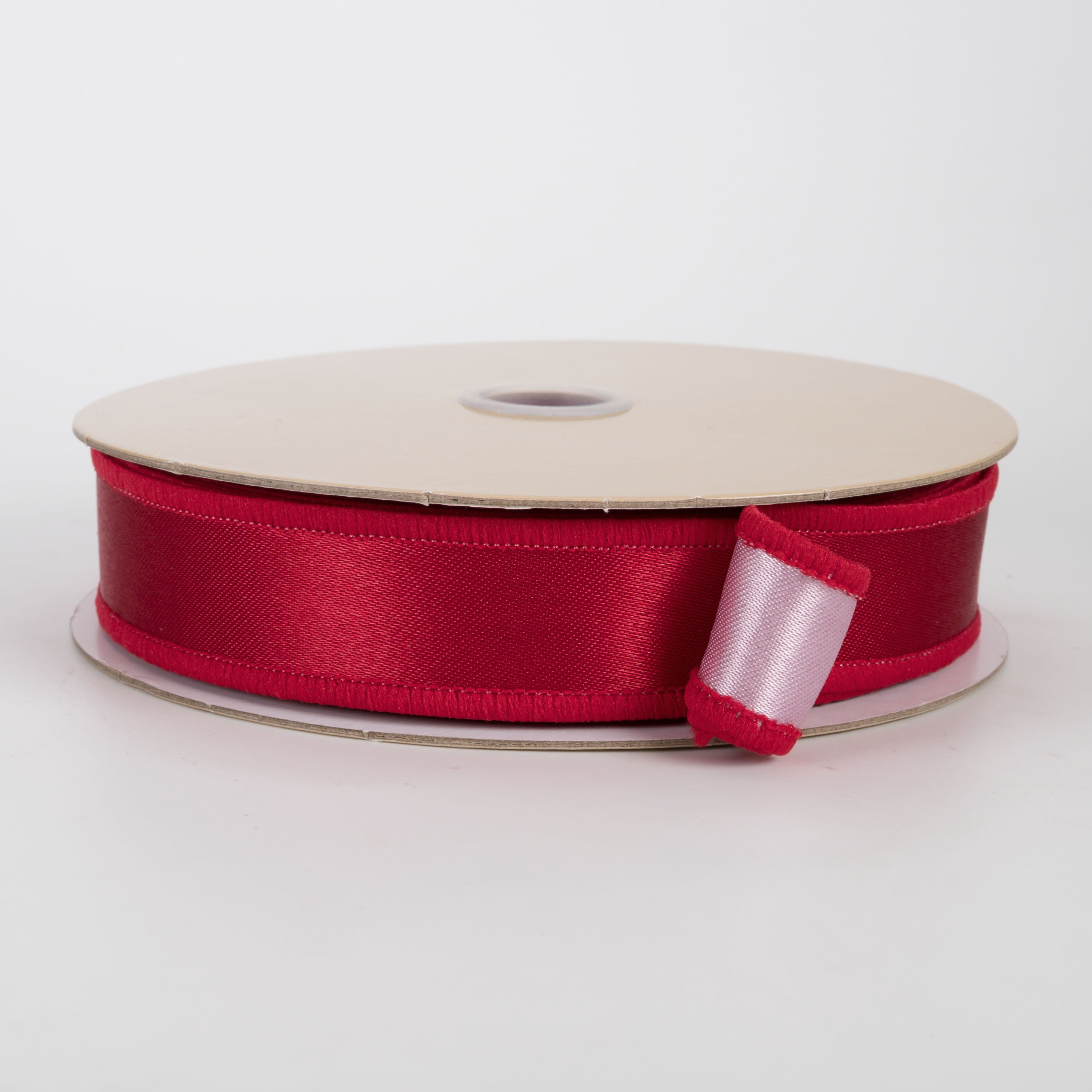 7/8" Double Sided Fused Satin Ribbon: Red & Pink (10 Yards)