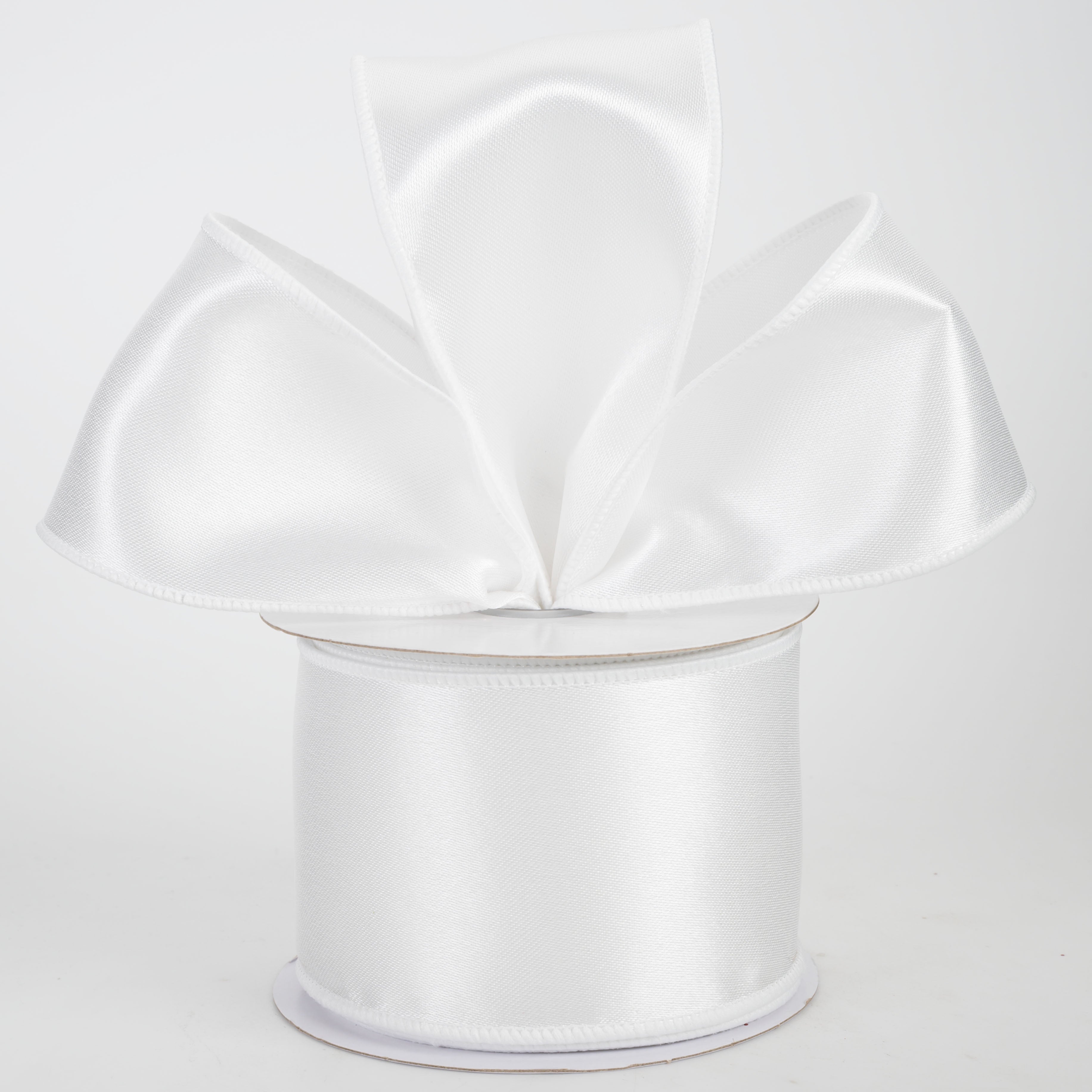 2.5" Single Faced Thick Satin Ribbon: White (10 Yards)