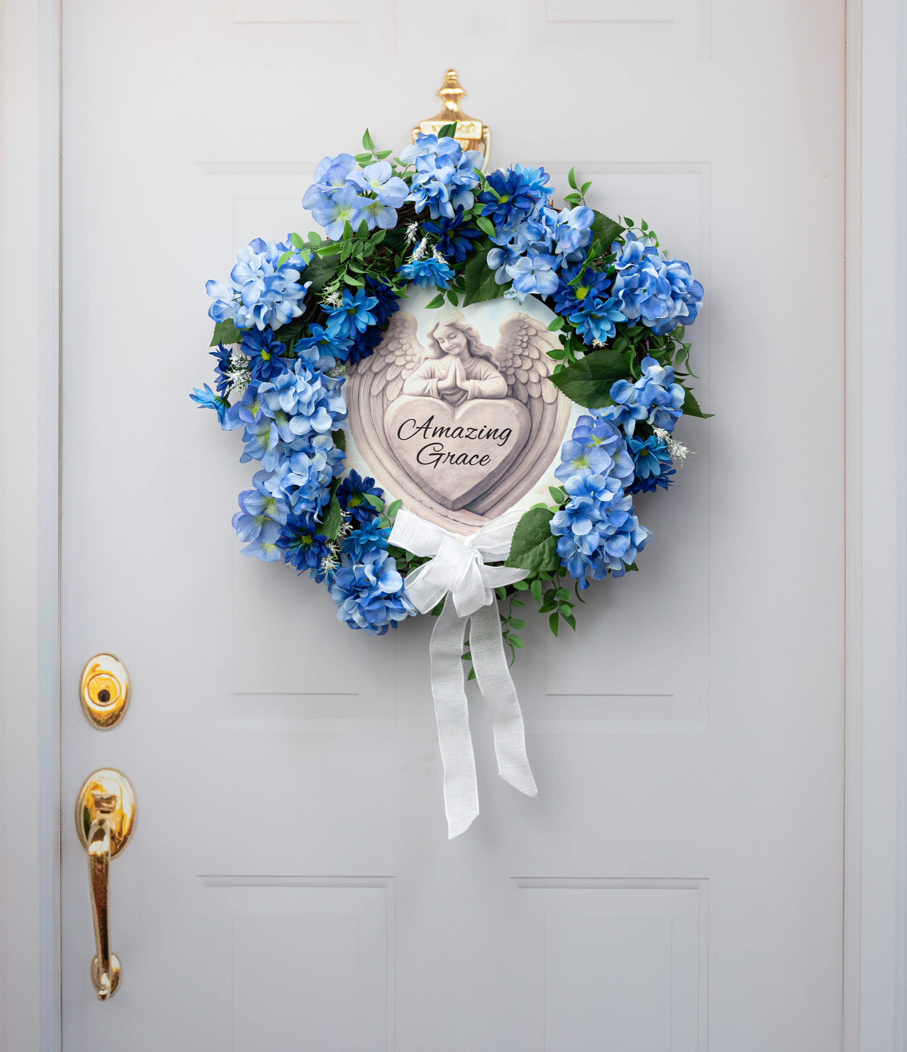 12" Round Metal Sign: Amazing Grace Angel