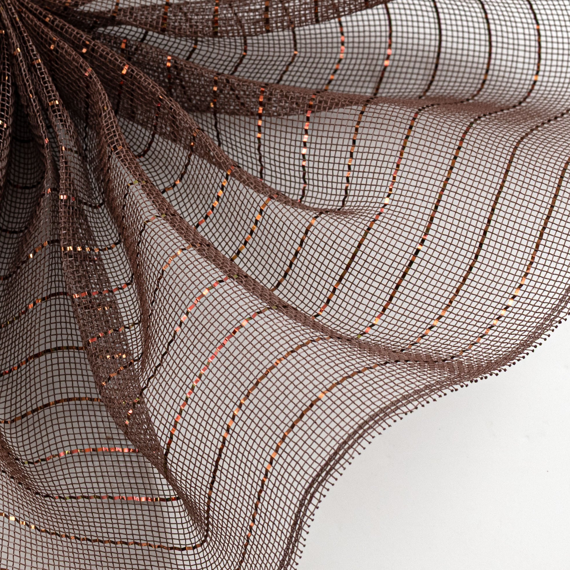 10" Metallic Fine Weave Deco Mesh: Chocolate Brown