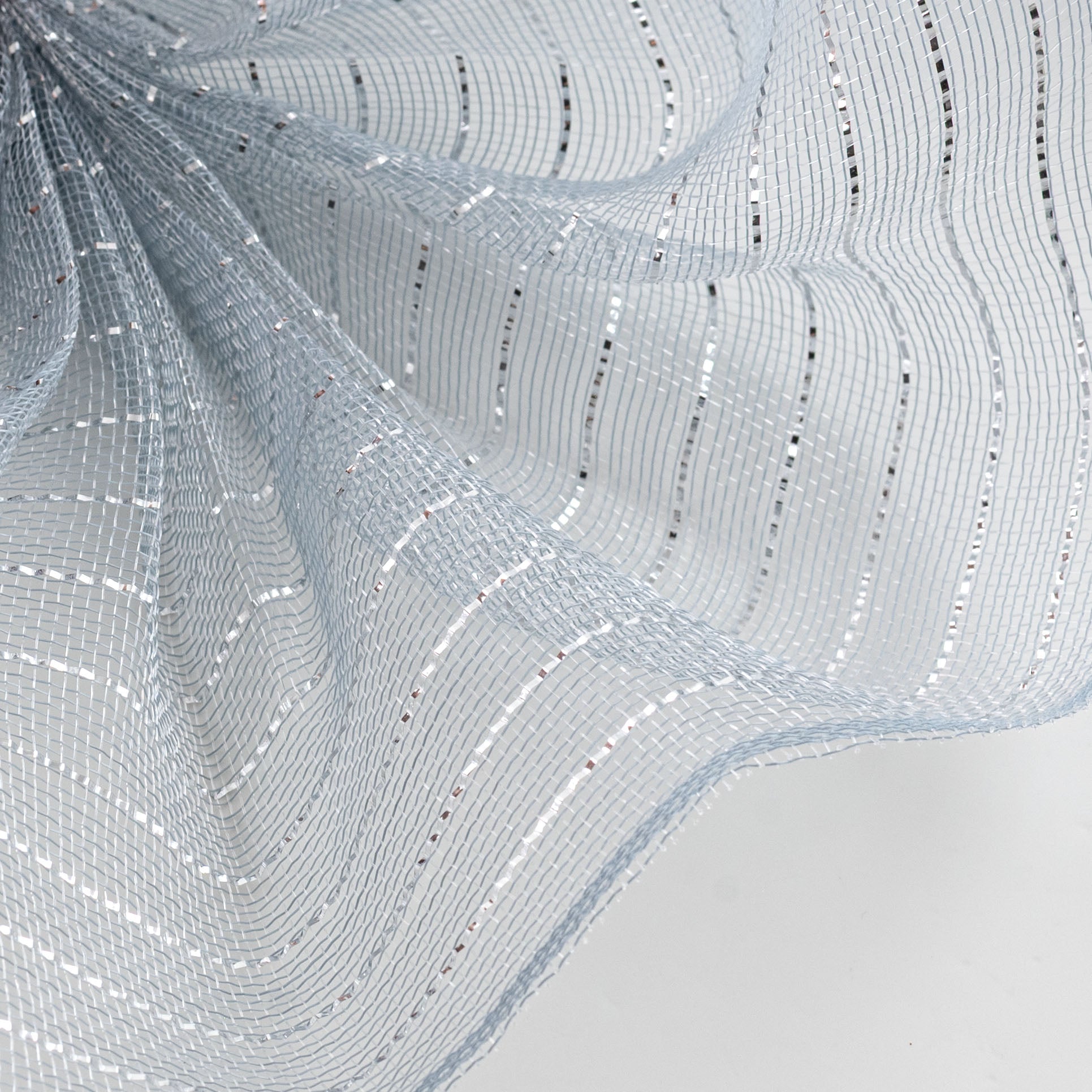 10" Metallic Fine Weave Deco Mesh: Silver & Silver