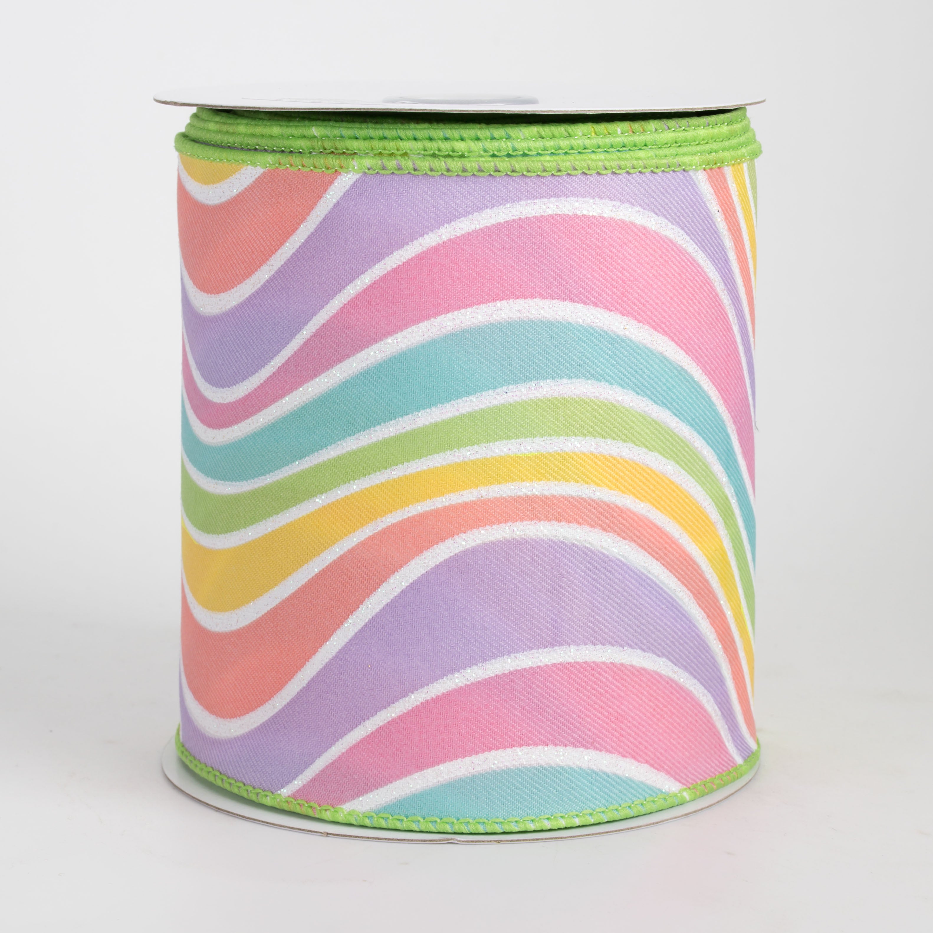 4" Multicolor Wavy Stripe Ribbon: Pastels (10 Yards)