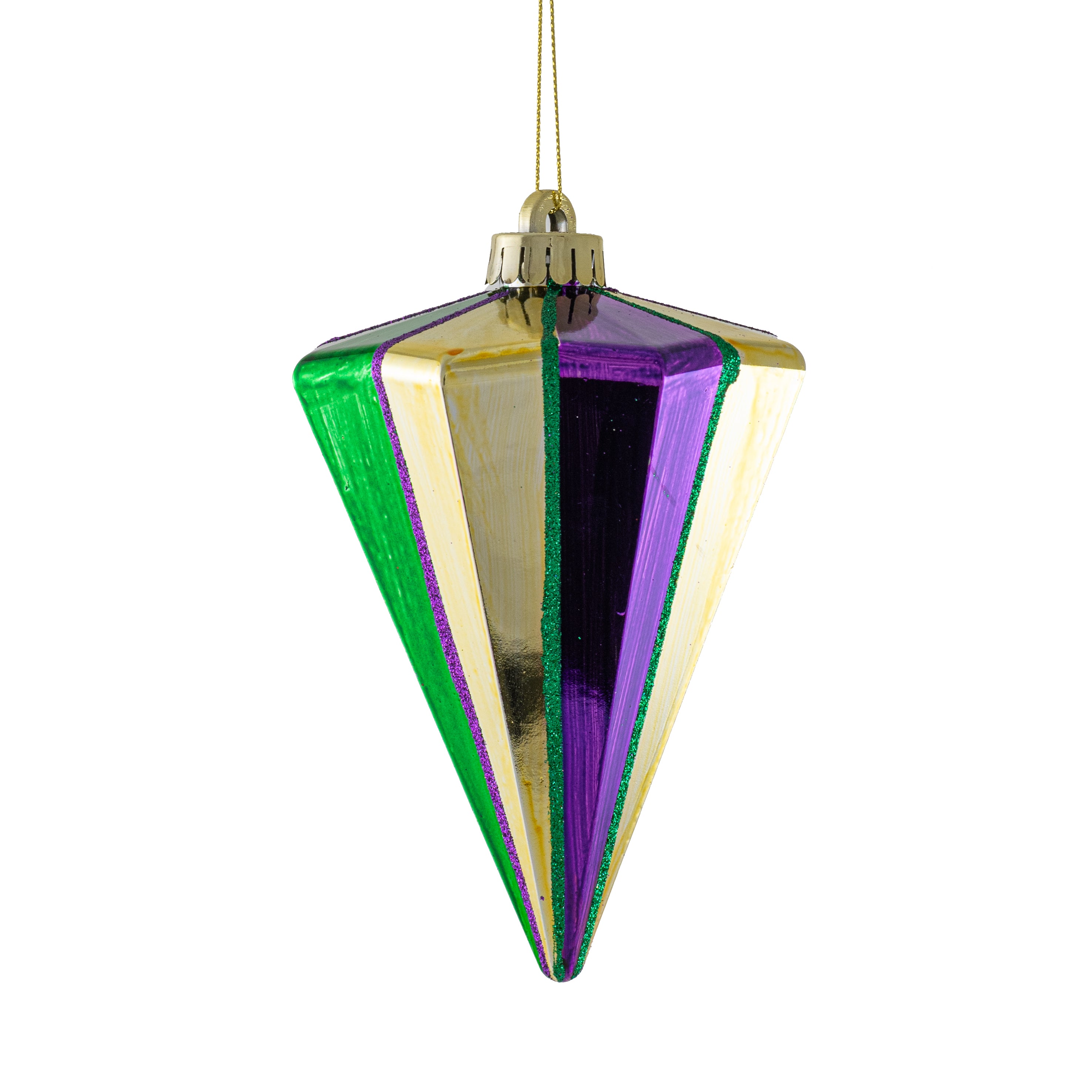 150MM Painted Flat Top Diamond Ornament: Mardi Gras