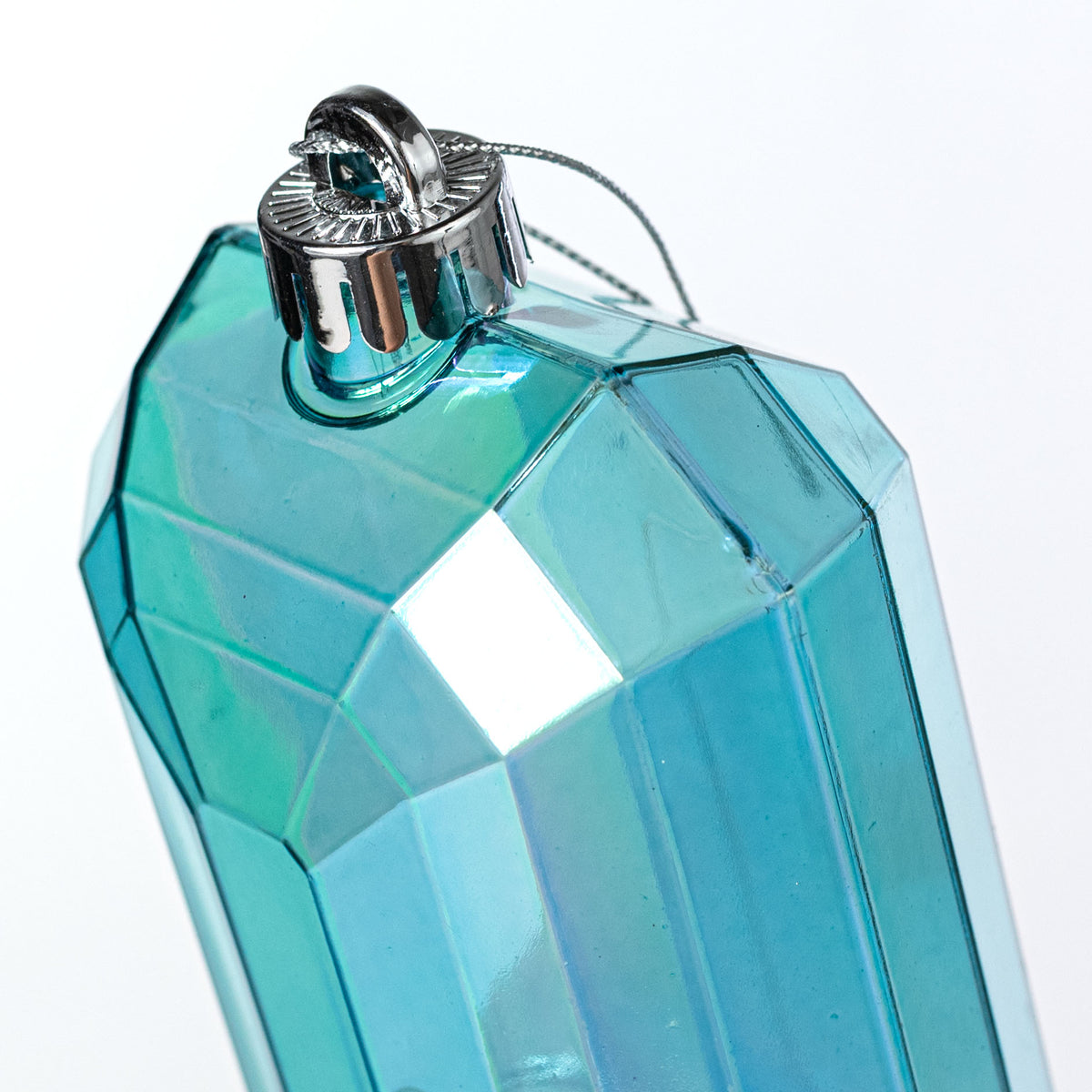 7" Iridescent Rectangle Gem Ornament: Turquoise