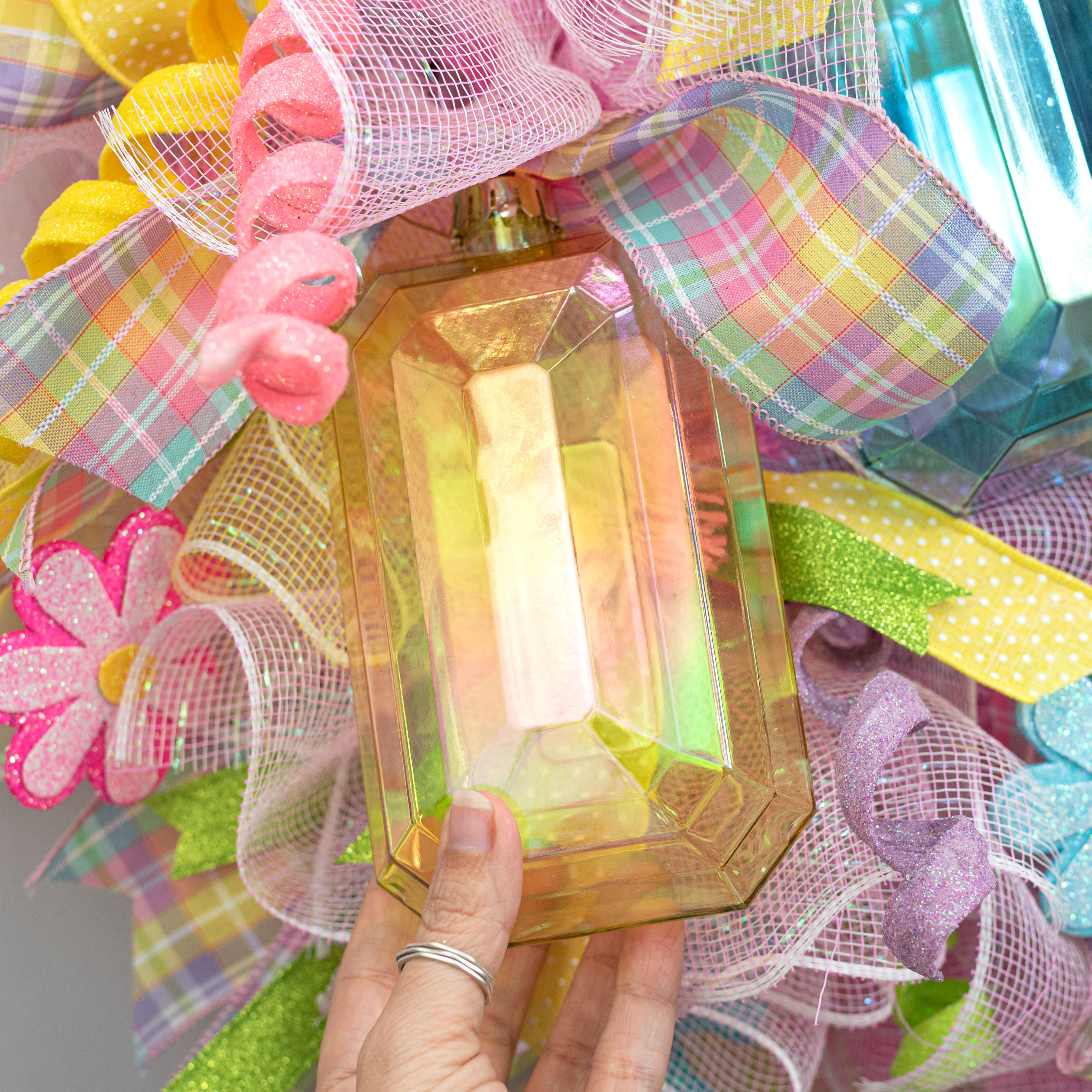 7" Rectangle Gem Ornament: Iridescent Golden Yellow