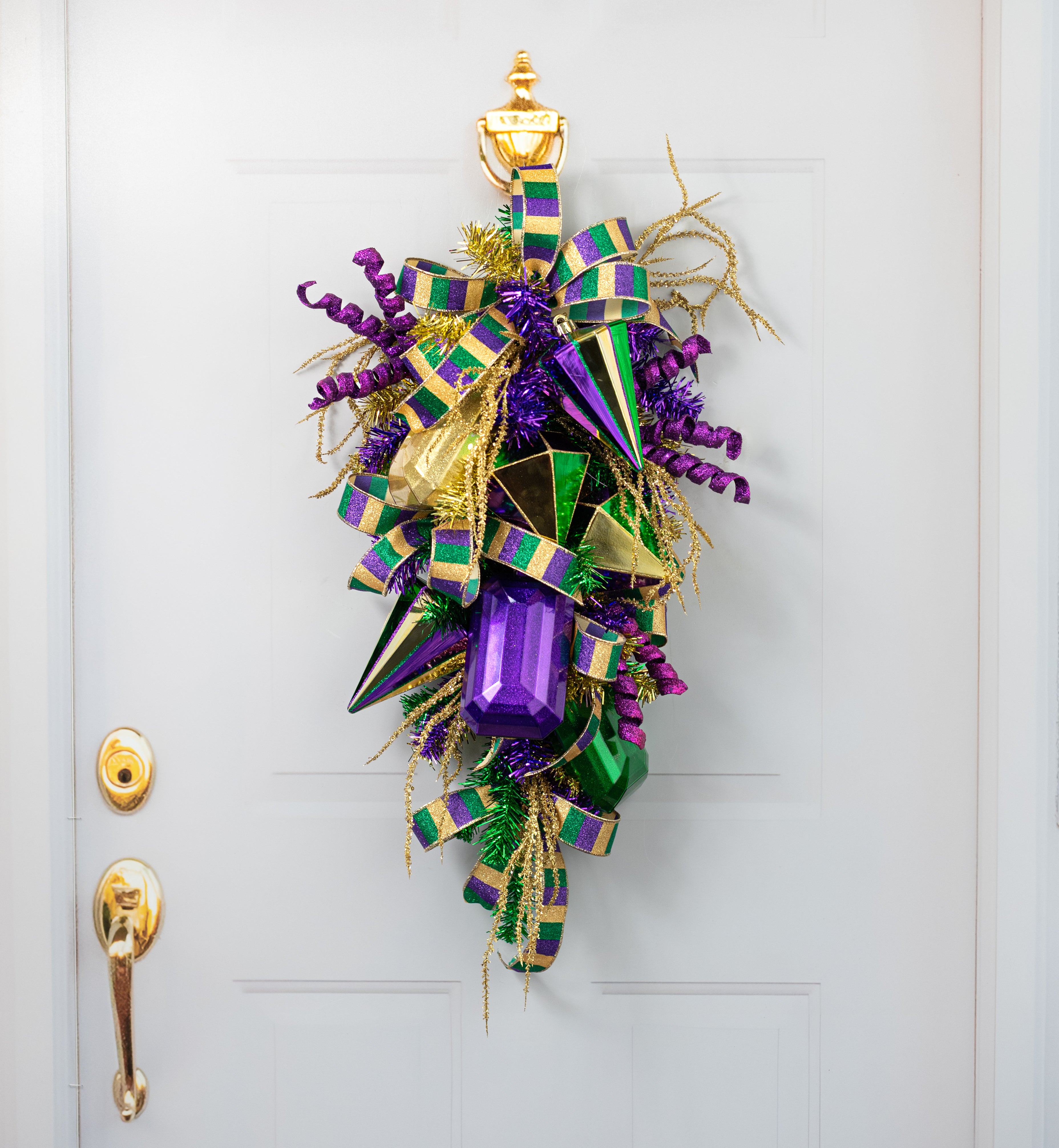 7" Rectangle Gem Ornament: Glitter Inside Purple