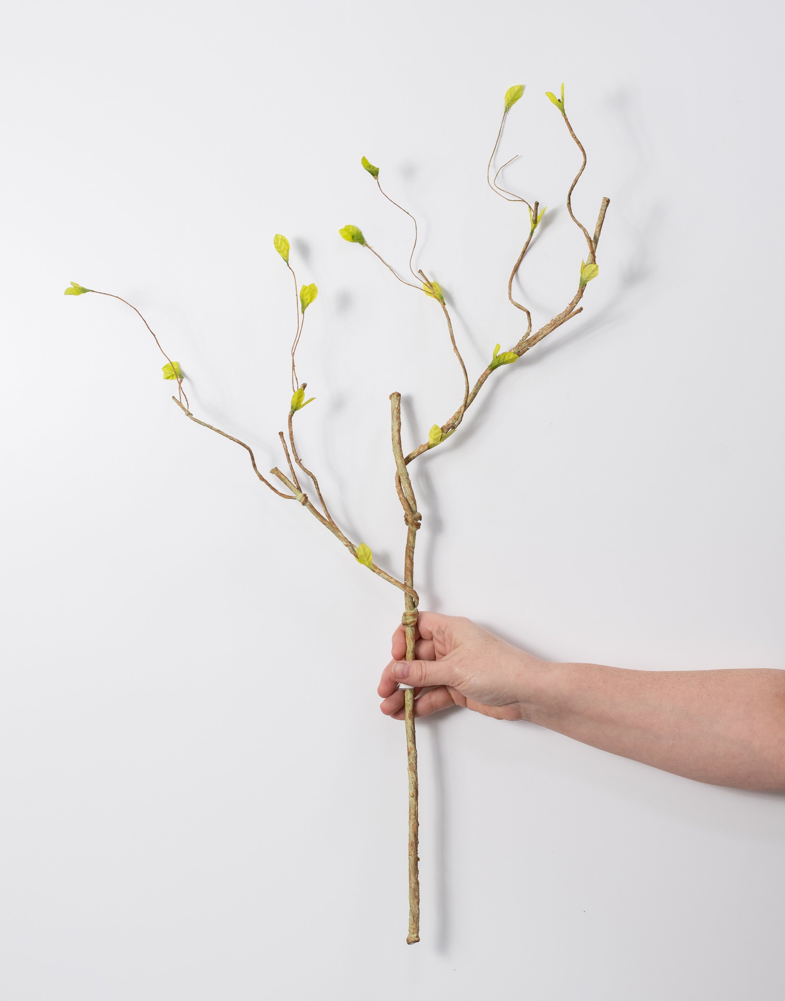 29" Weathered Spring Leaves Twig Branch: Fresh Green