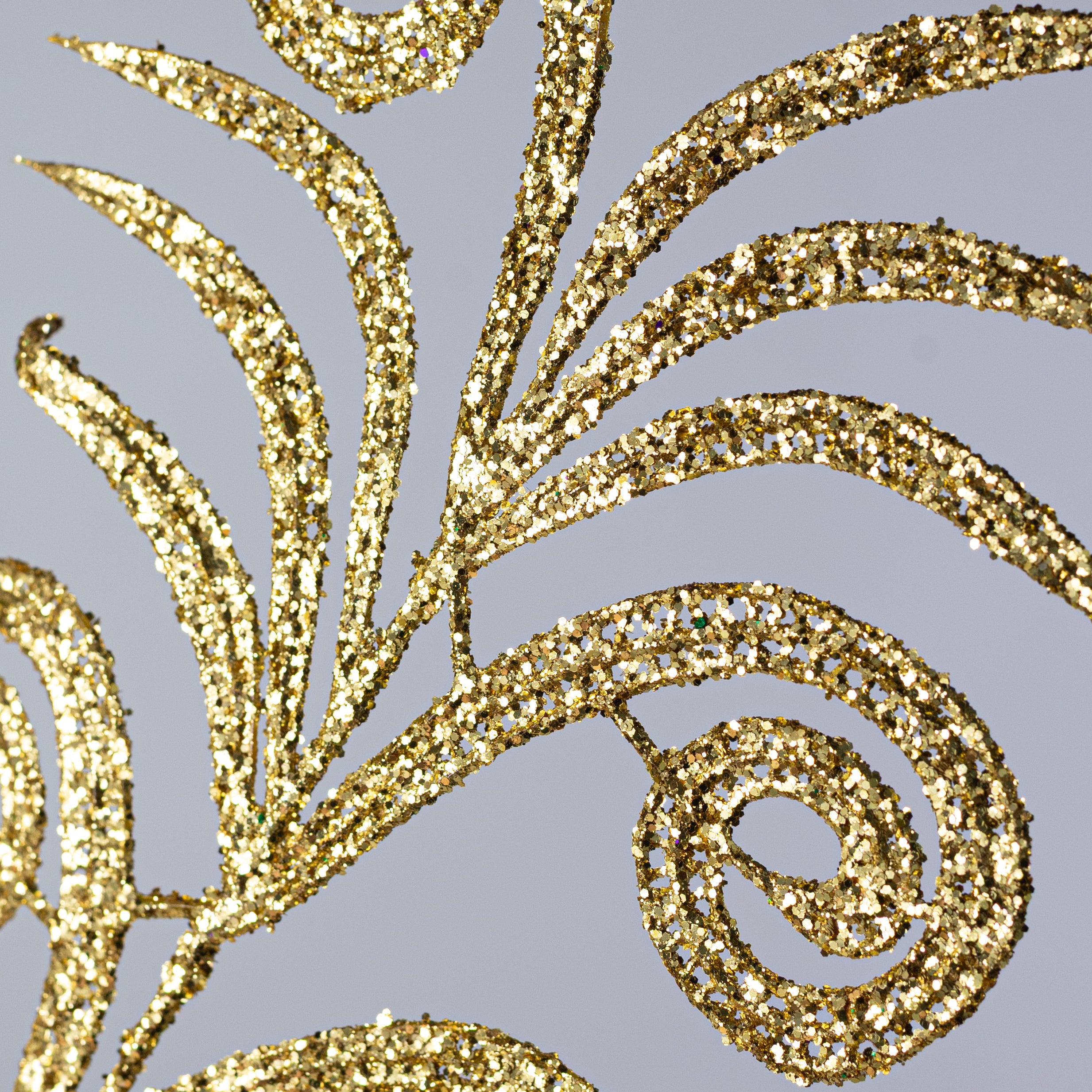 35" Glittered Swirl Palm Spray: Mardi Gras