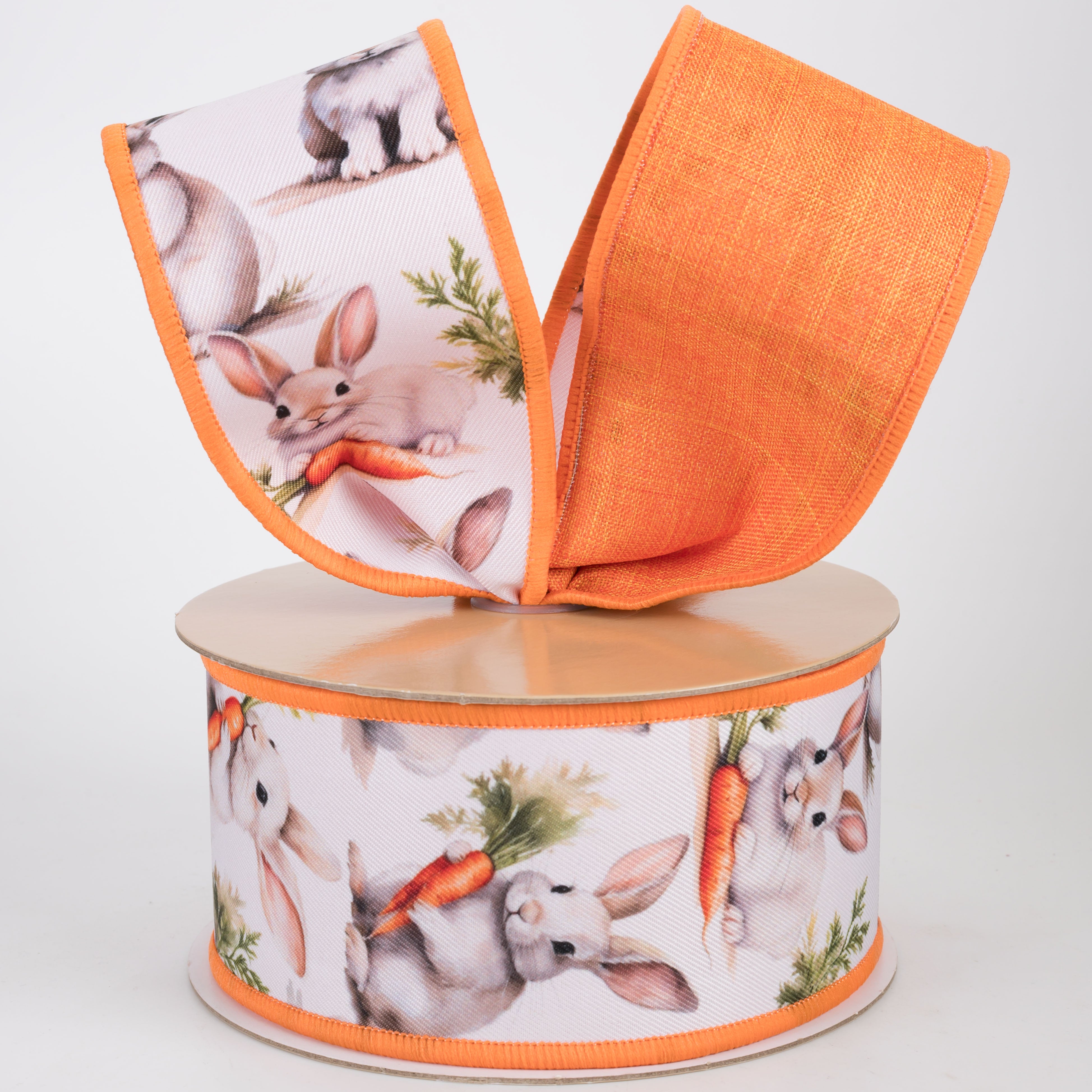 2.5" Double Sided Fused Rabbits & Carrots Ribbon (10 Yards)