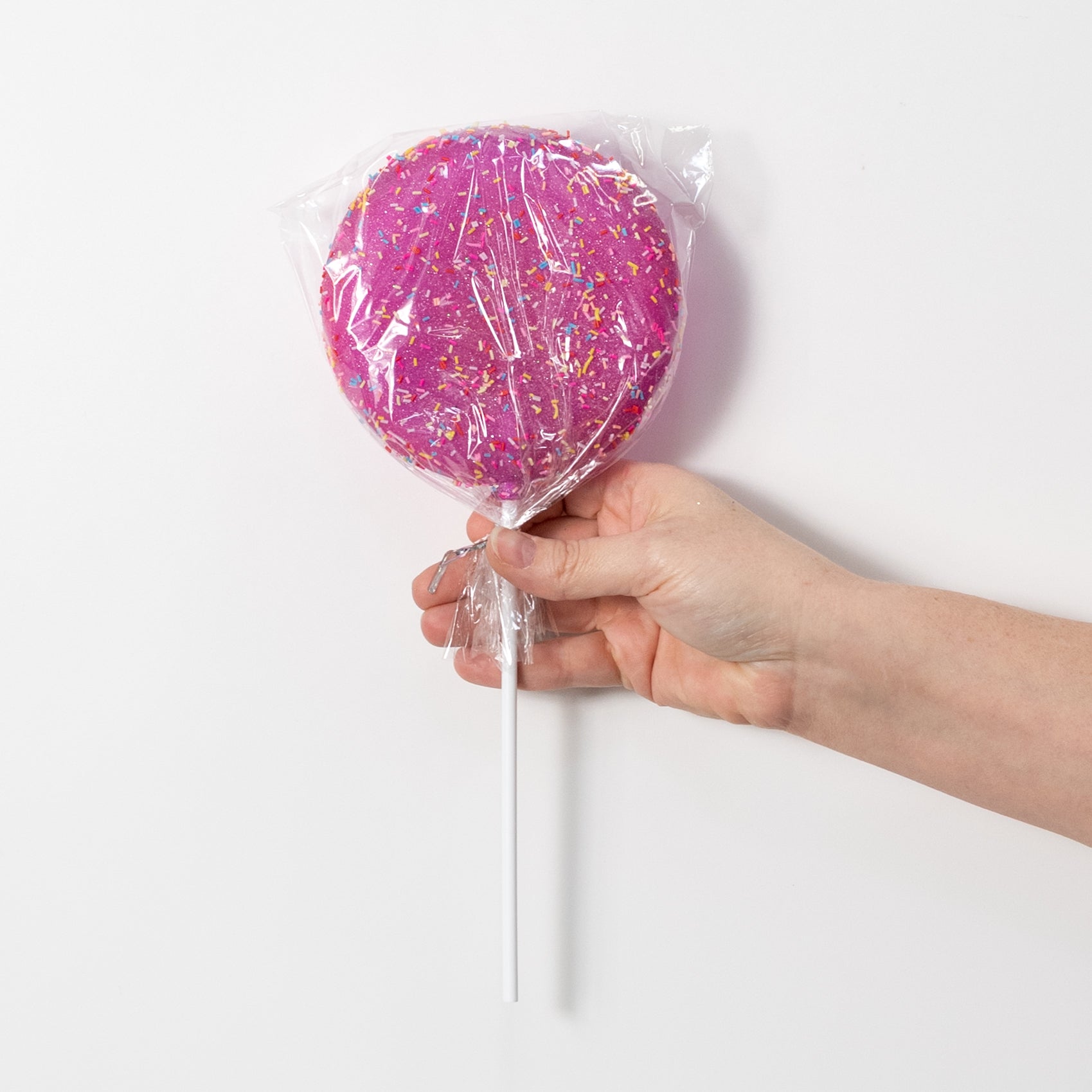 4.75" x 11.5" Candy Sprinkle Lollipop Stick: Hot Pink