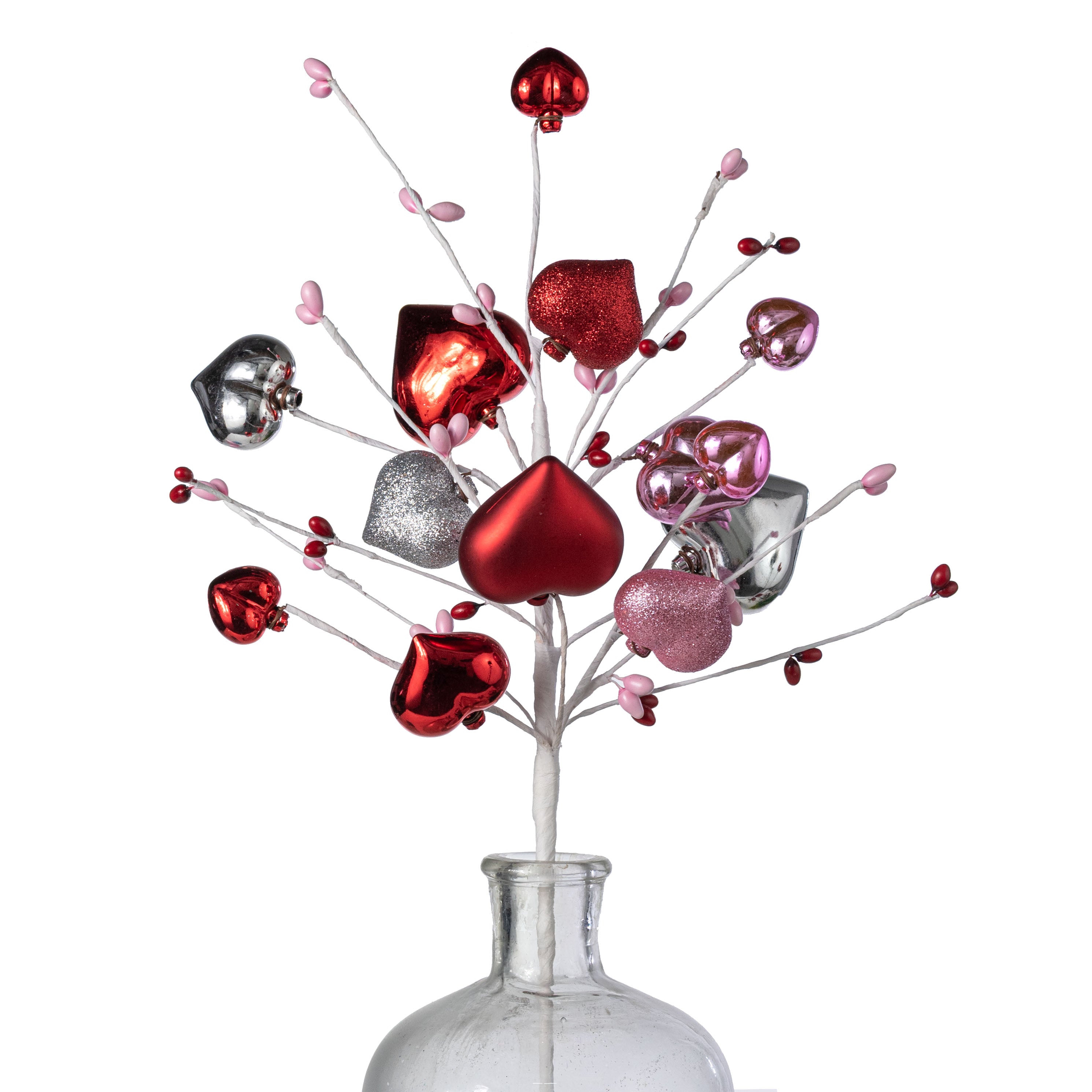 19" Valentine Hearts & Pips Pick: Pink, Silver & Red